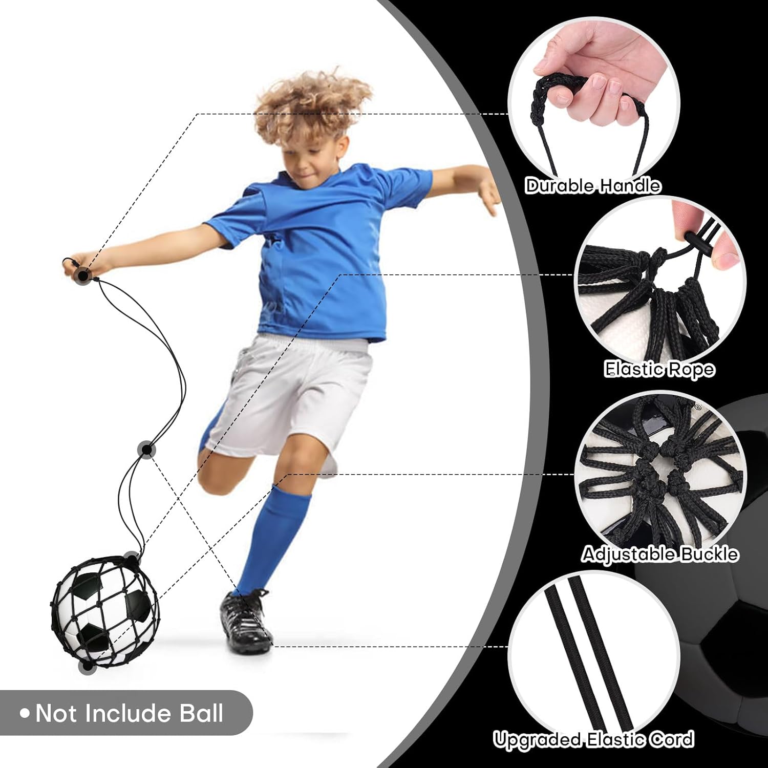 Soccer Kick Trainer 2 Psc with Return Net - Football Training Equipment for Boys & Girls - Practice Gear Compatible with Size 3 4 5 Balls - Image 3
