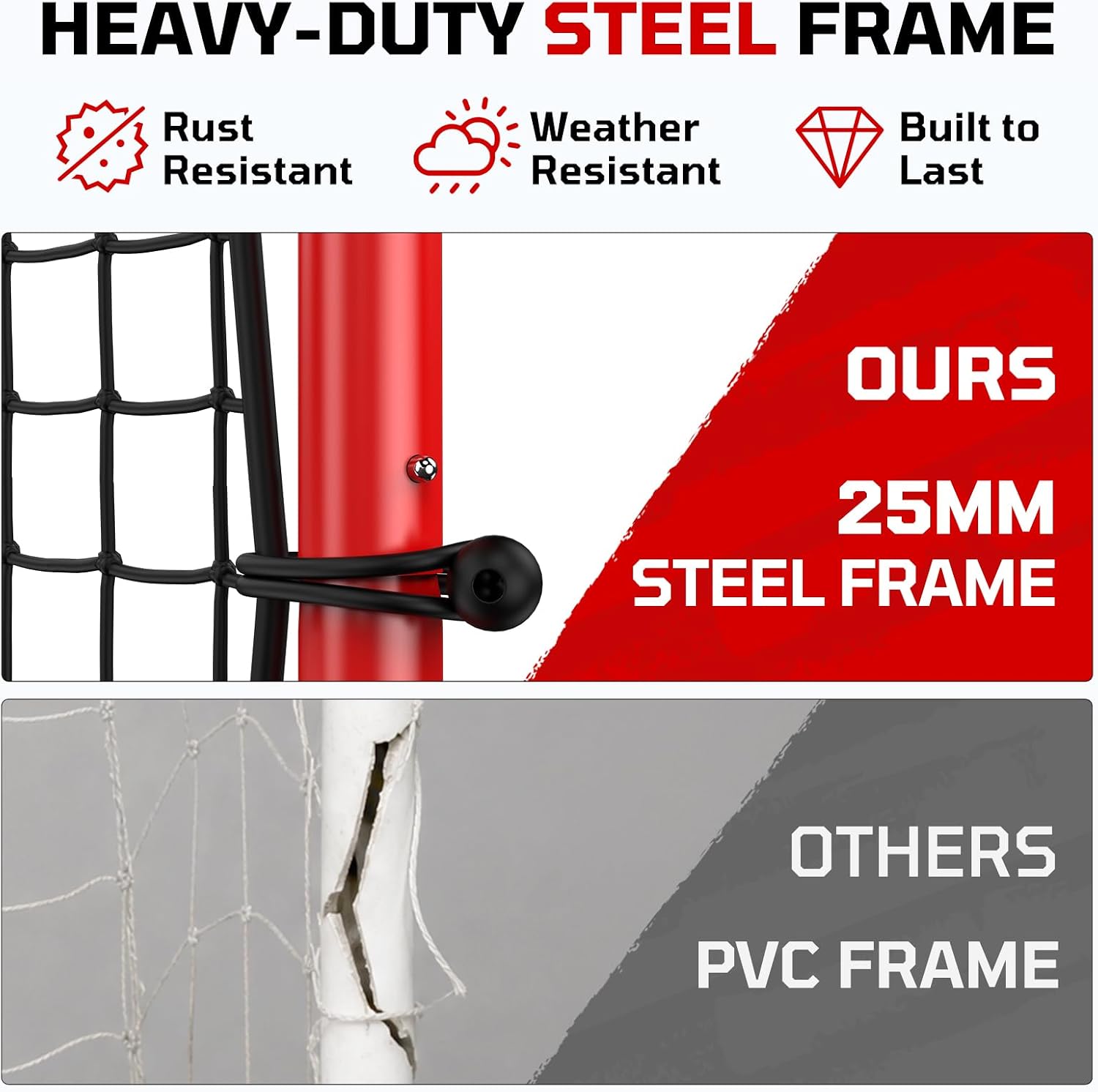 6 x 4 FT Soccer Goal for Backyard, 2-in-1 Metal Soccer Goal with Angle Adjustable Rebounder Net, Heavy-Duty Steel Frame, Includes Agility Ladder & Cones, Soccer Training Equipment for Teens - Image 4
