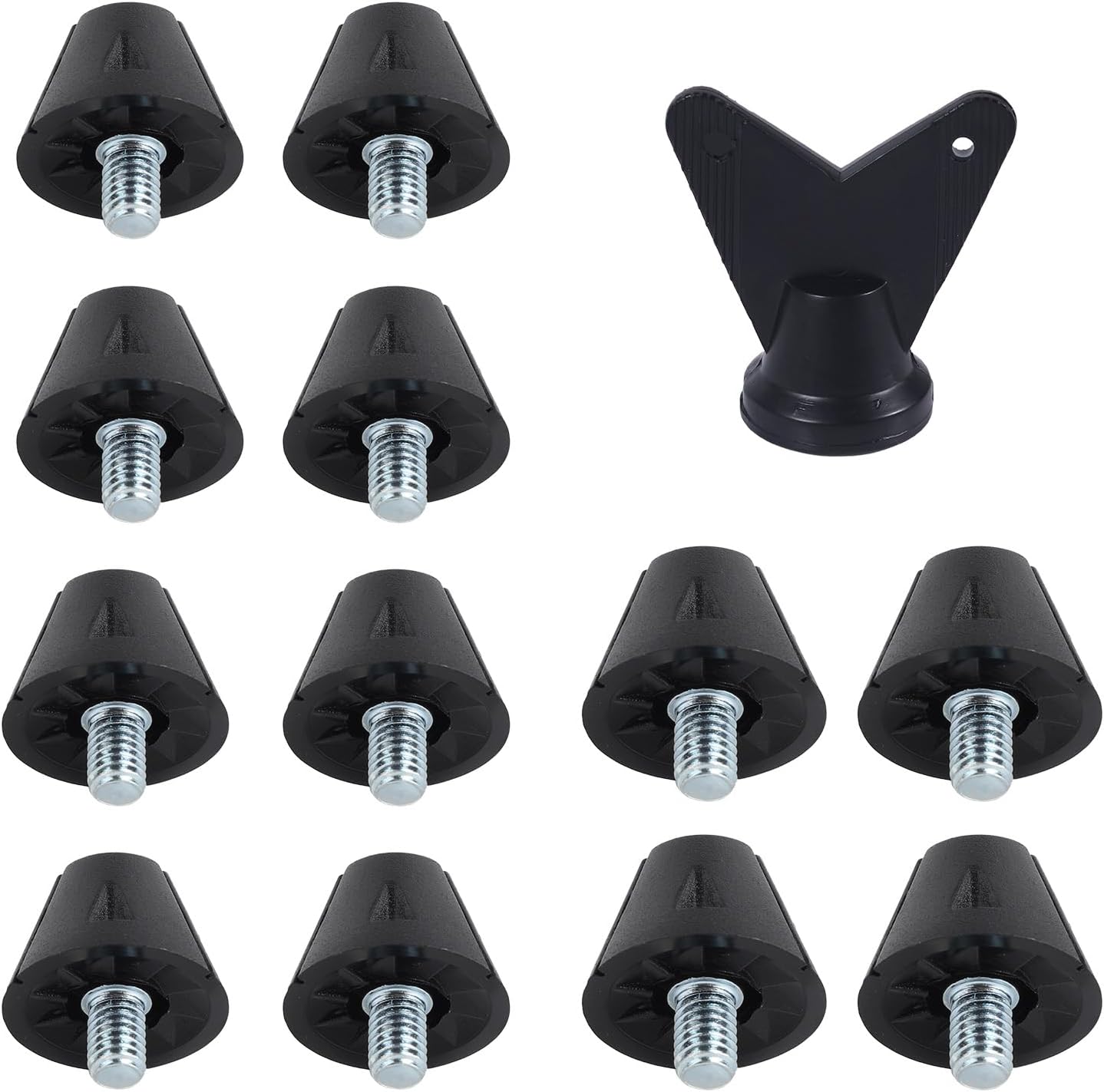 12pcs Football Boot Studs, 0.51in & 0.63in Plastic Soccer Cleats Replacement Spikes with Nail Remover Rugby Soccer Screw-in Spikes for Firm Surfaces Outdoor Athletic Training