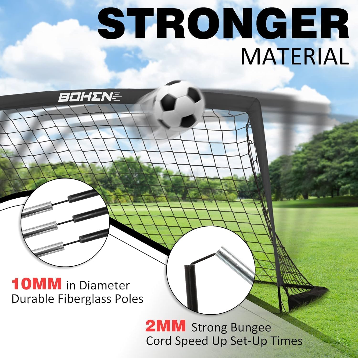 Soccer Goals for Backyard, 6x4 / 9x5 FT Soccer Net with Target Gate | Easy Set Up, Foldable Frame, Stable Poles and Durable Soccer Net, with Carry Bag & Fastening Nails, Indoor and Outdoor Use - Image 4