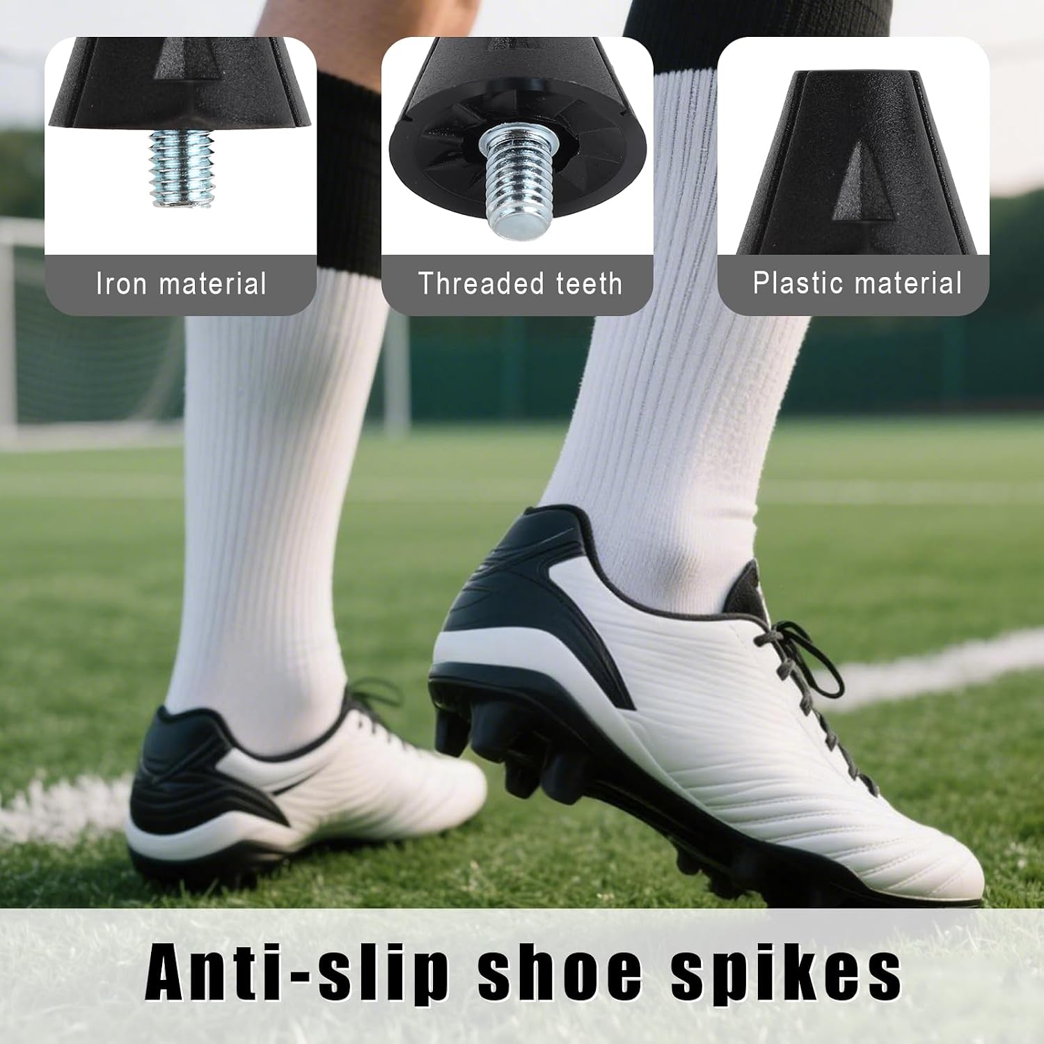 Football Boot Studs, Soccer Cleats Replacement Running Spikes Rugby Soccer Shoe Studs Replacement Screw-in Plastic/Iron Spikes for Firm Surfaces Outdoor Athletic Training - Image 3