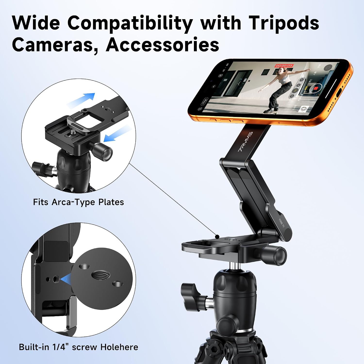 7RYMS 7RIG T1 Magnetic Phone Tripod for iPhone/Android, 1/4" Screw for Vlog | Aluminium MagSafe Phone Holder with Magnet Foldable Hook, Mini Smartphone Stand for Gym, Travel, Filming, Video Recording - Image 5