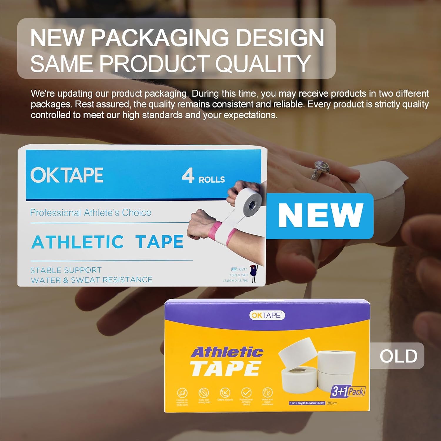 OK TAPE Athletic Sports Tape 4 Packs 45ft Per Roll Red Strong Adhesion | for Athlete & Sport Trainers & First Aid Injury Wrap, Perfect for Fingers Ankles Wrist on Bat, Hockey Stick - Image 2