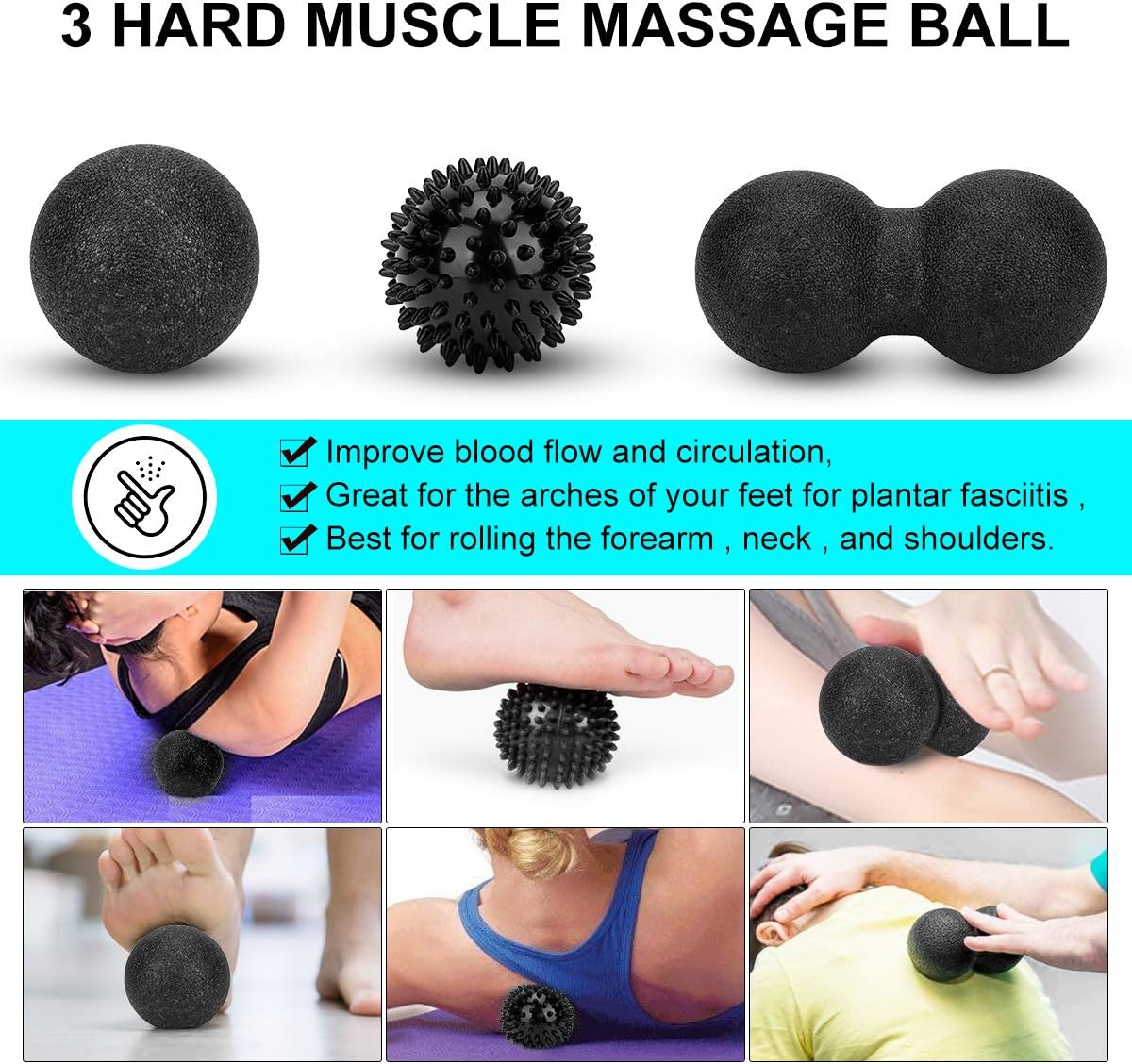 Foam Roller Set - High Density Back Roller, Muscle Roller Stick | Foot Fasciitis Ball, Stretching Strap, Massager Ball for Whole Body Physical Therapy & Exercise, Back Pain, Leg, Deep Tissue - Image 5