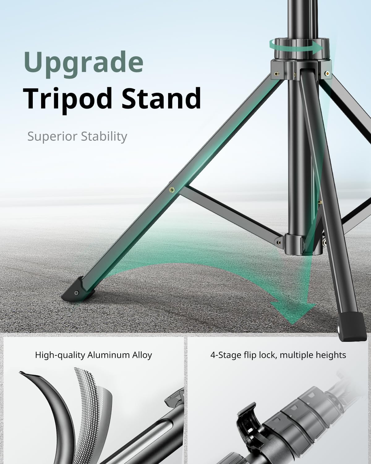 SENSYNE 62" Phone Tripod for iPhone, Extendable Selfie Stick Tripod Stand with Wireless Remote and Phone Holder, Cell Phone Tripod for Video Recording, Compatible with iPhone Android - Image 3