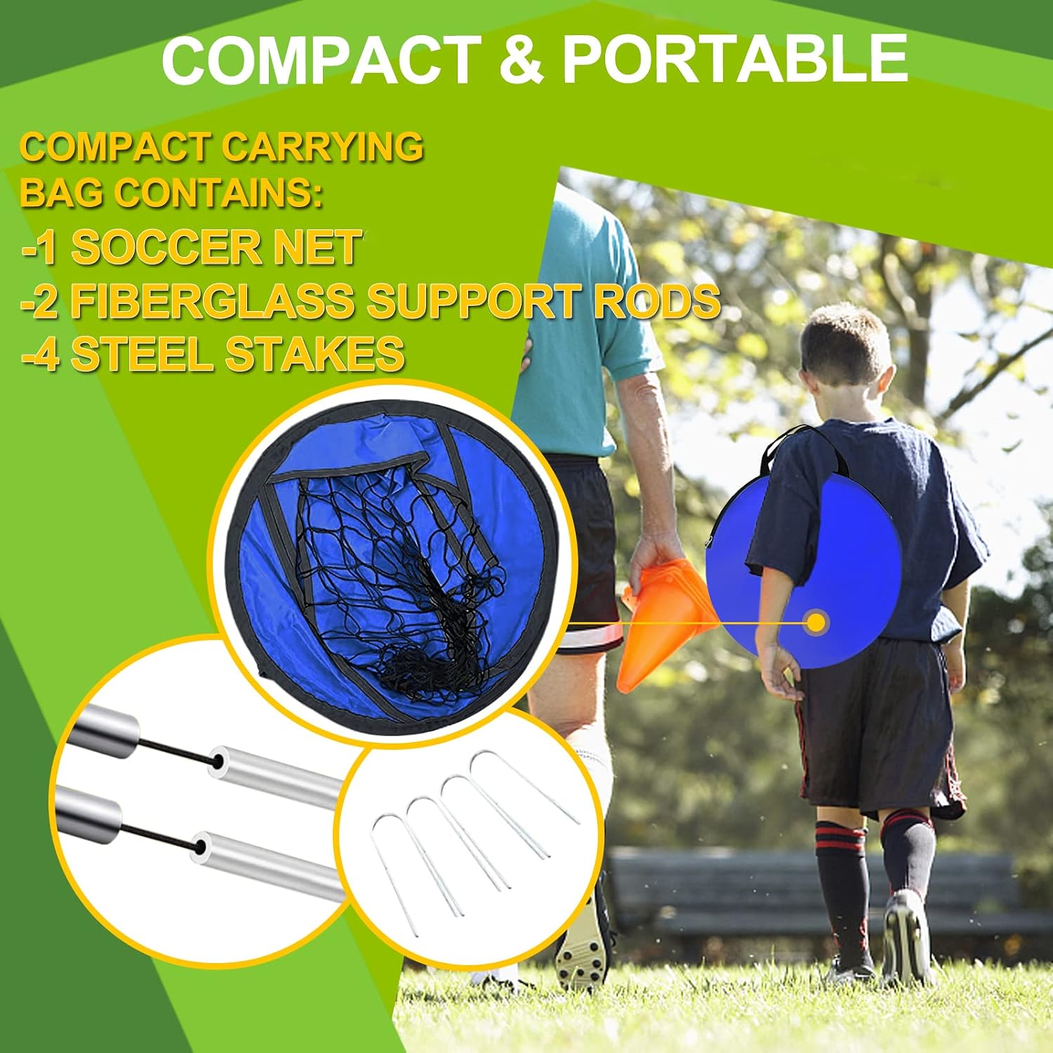 Pop Up Soccer Goals Nets for Backyard Beach Soccer Training Net Mini Portable Foldable Lightweight Indoor + Outdoor Football Goal with Carry Bag - Image 6