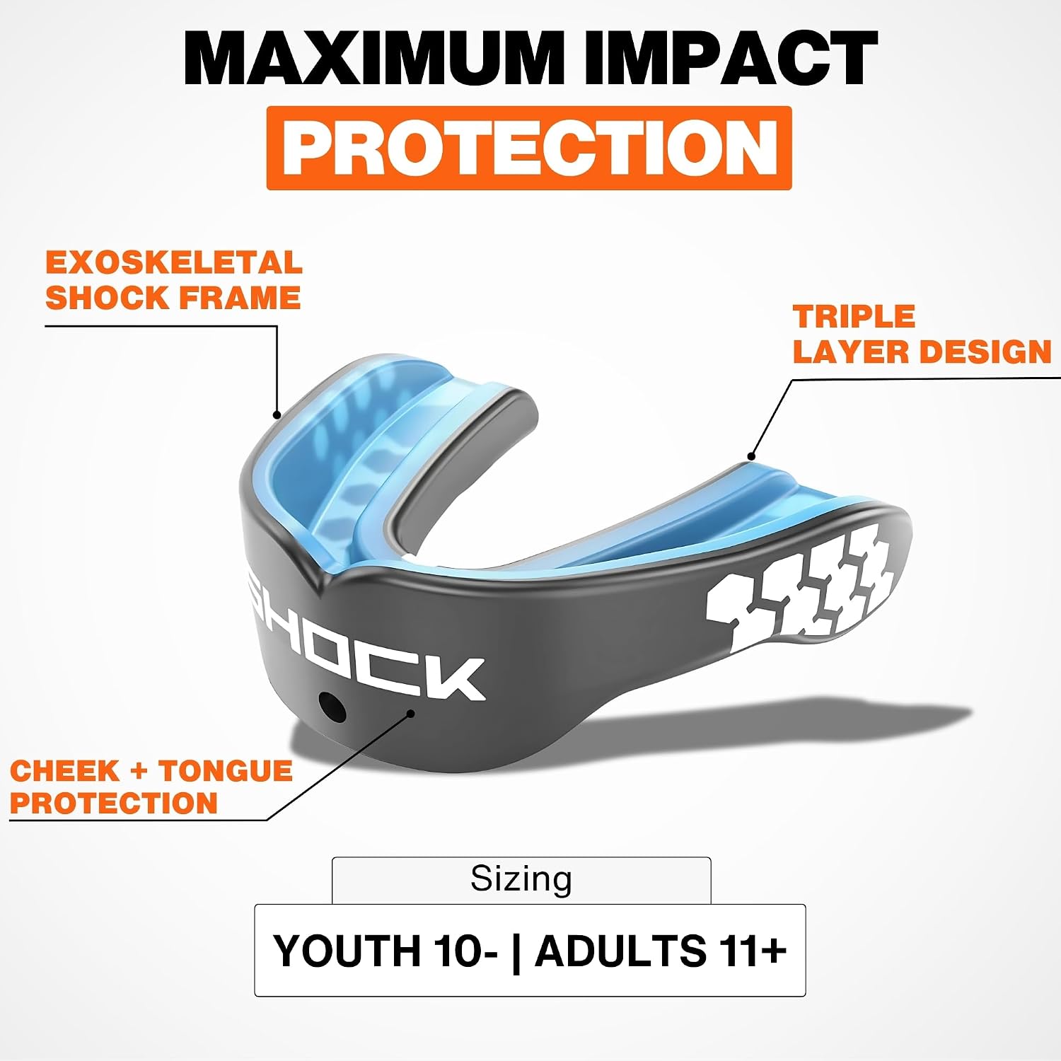 Shock Doctor Adult & Youth Gel Max Mouth Guard for Contact Sports - Image 2