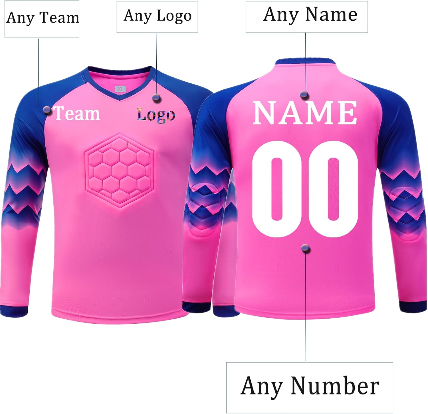 Custom Goalkeeper Jersey for Kids Adults Personalized Soccer Goalie Jersey for Men with Logo Name Number Padded Goalie Jersey - Image 3