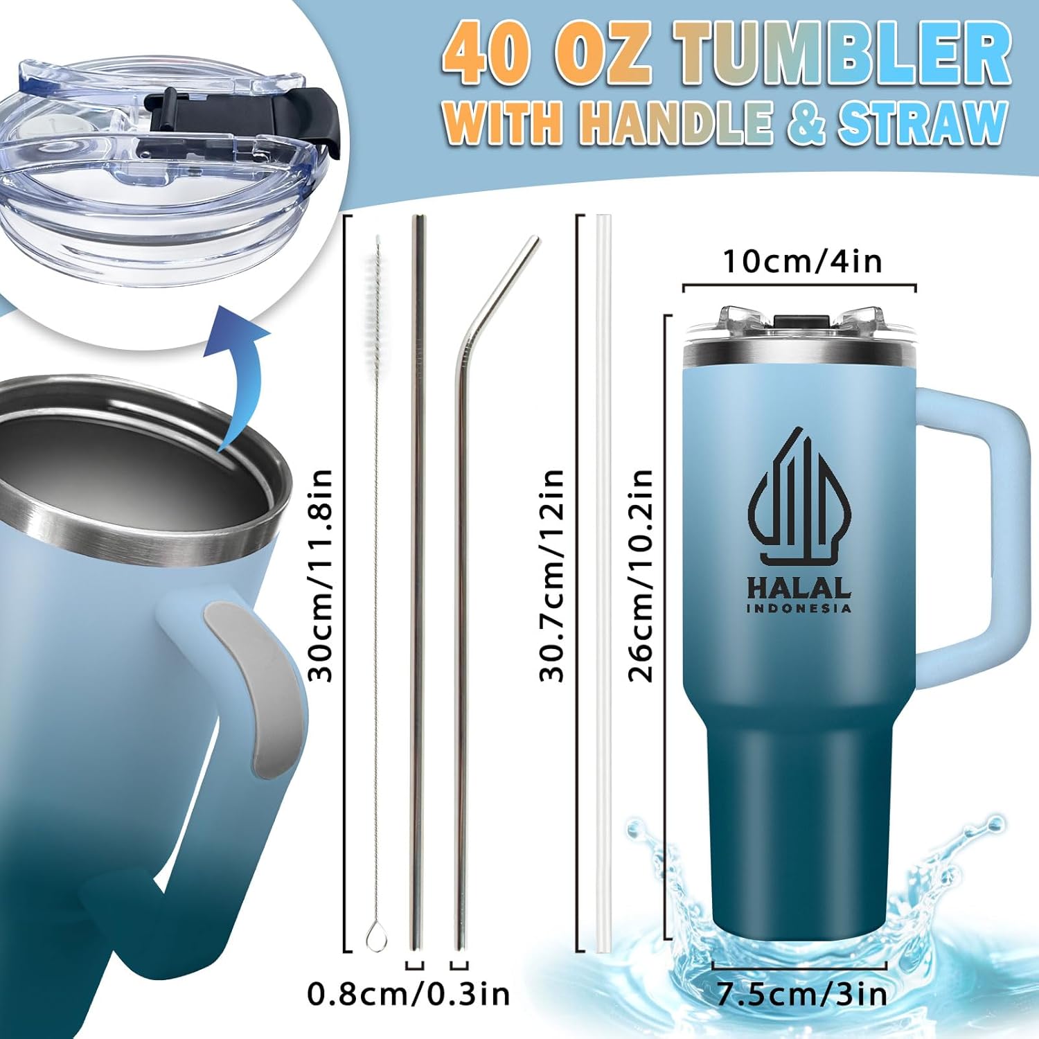Personalized 40oz Tumbler-Custom Water Bottle with Picture Text Logo Name | Customized Travel Mug Cup, Personalized Birthday Anniversary Wedding Gifts for Men Women Familiy Friends Employee - Image 7