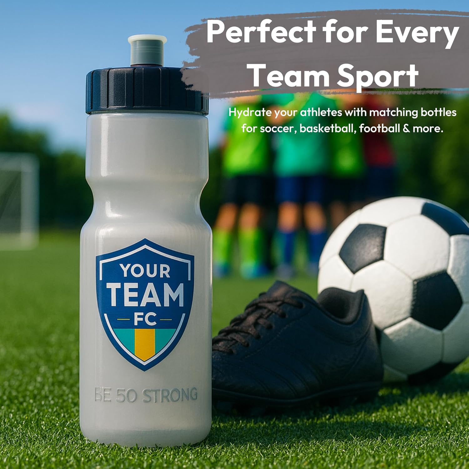 50 Strong | Custom Water Bottles, 24-Pack, 22 oz, Personalized, Logo Ready - Image 4
