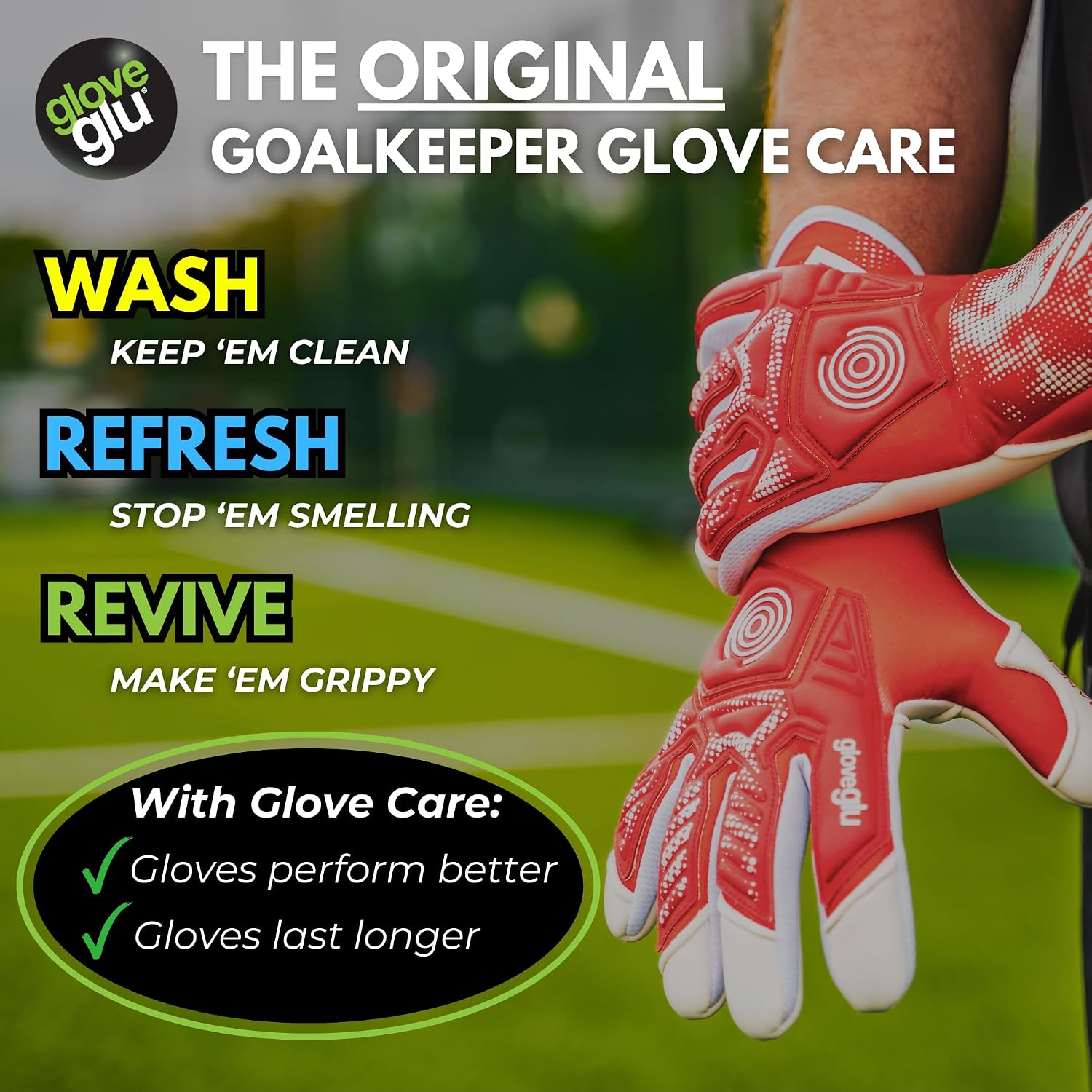 gloveglu Original Goalkeeper Glove Grip Spray | Ultimate Football Goalie Grip Booster for Match | Enhances Catching Control, Revives Latex Grip | Ideal for Football Training, Matches | 4.0 floz - Image 7
