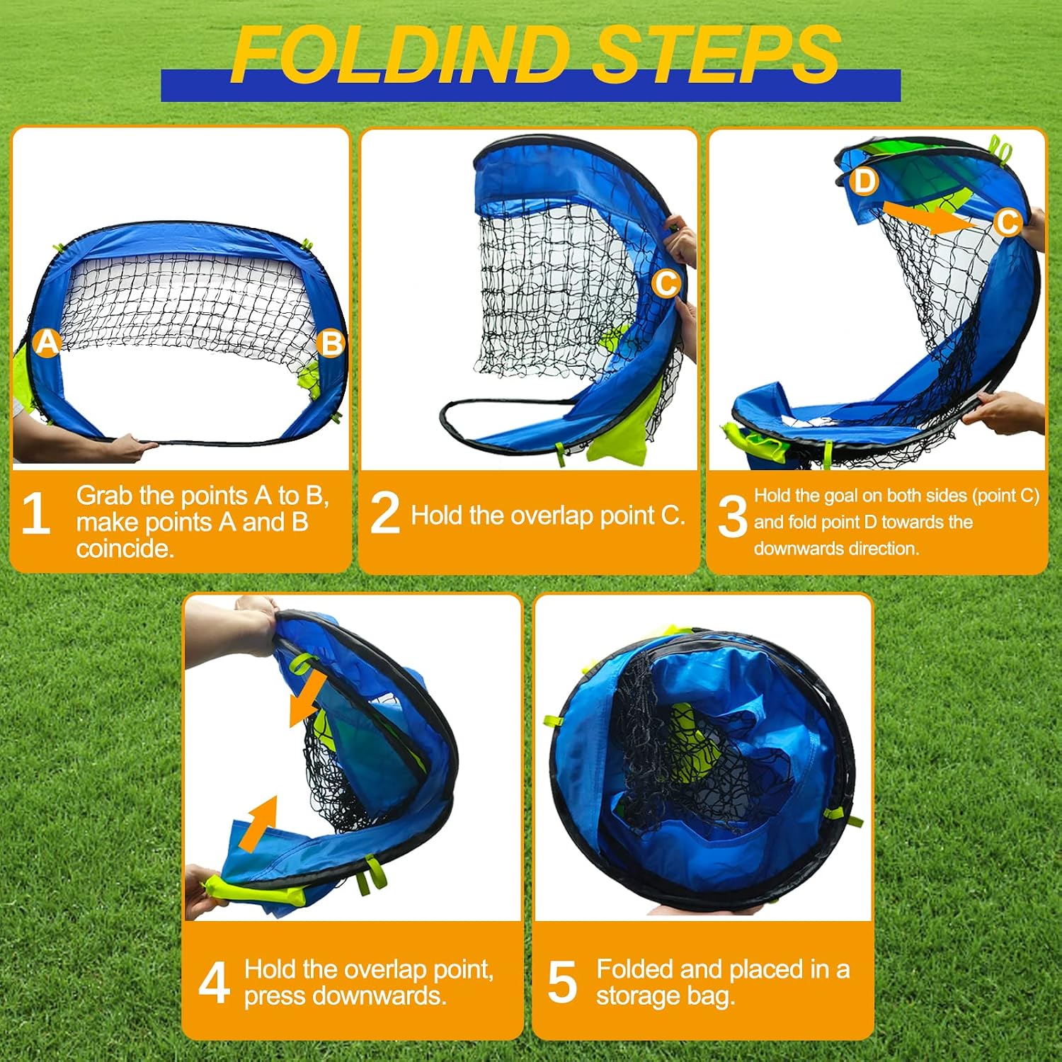 Pop Up Soccer Goals Nets for Backyard Beach Soccer Training Net Mini Portable Foldable Lightweight Indoor + Outdoor Football Goal with Carry Bag - Image 7