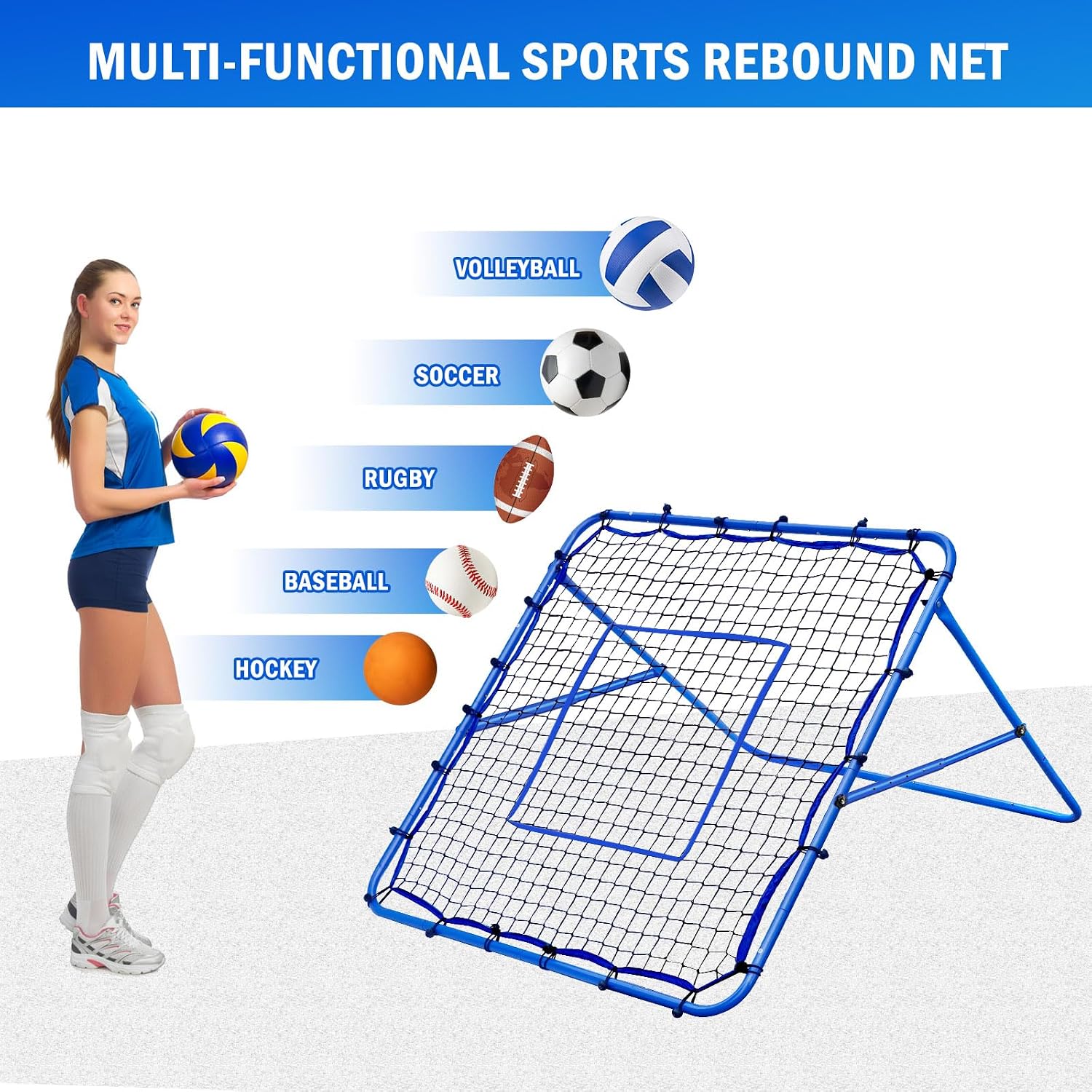 Volleyball Baseball Rebounder Net, Softball Rebounder Pitchback Net Quick Adjustments, Quick Adjustments Lacrosse Bounce Back Practice Equipment, Ideal for Outdoor Indoor and Backyard Training - Image 9
