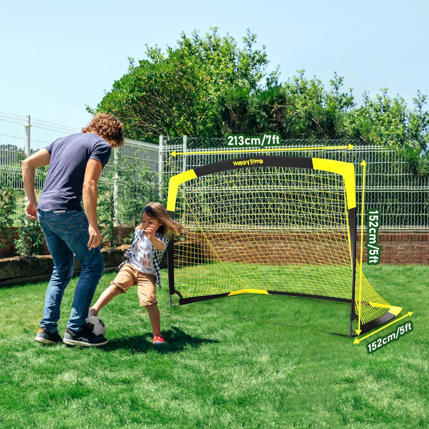 Happy Jump Portable Soccer Goal 7x5 & 5x3.6 FT, Large-Frame Training Net | Great for Kids Ages 6-14 Skill Development, Ideal for Backyard Park School Beach Indoor Outdoor, Easy Fold Durable Dacron Net - Image 3