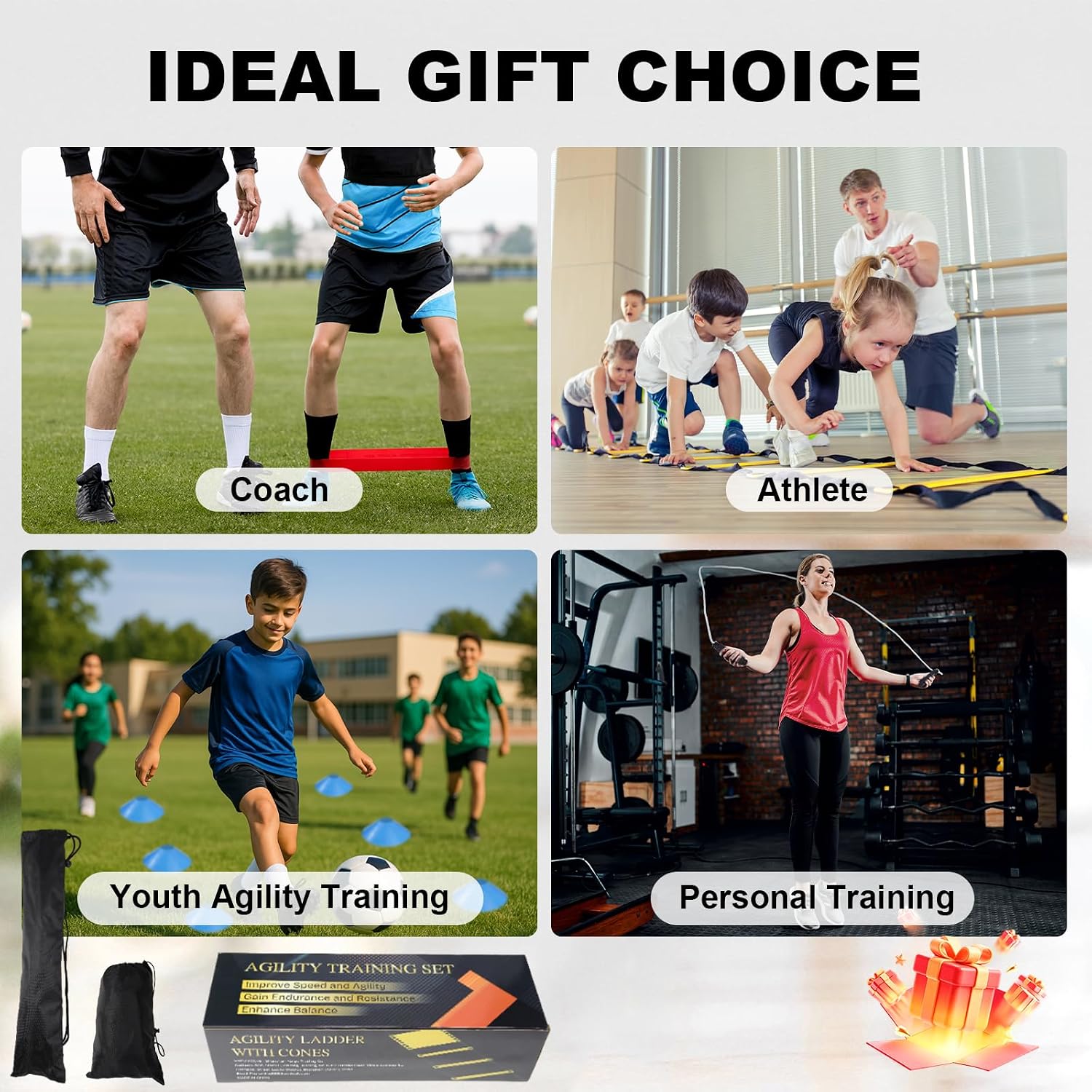 Speed Agility Training Equipment Set, Agility Ladder 20ft, 12 Football Cones, Resistance Parachute/Soccer Kick Trainer, Jump Rope, 5 Resistance Bands, Football Practice Equipment for Kids Adults - Image 8