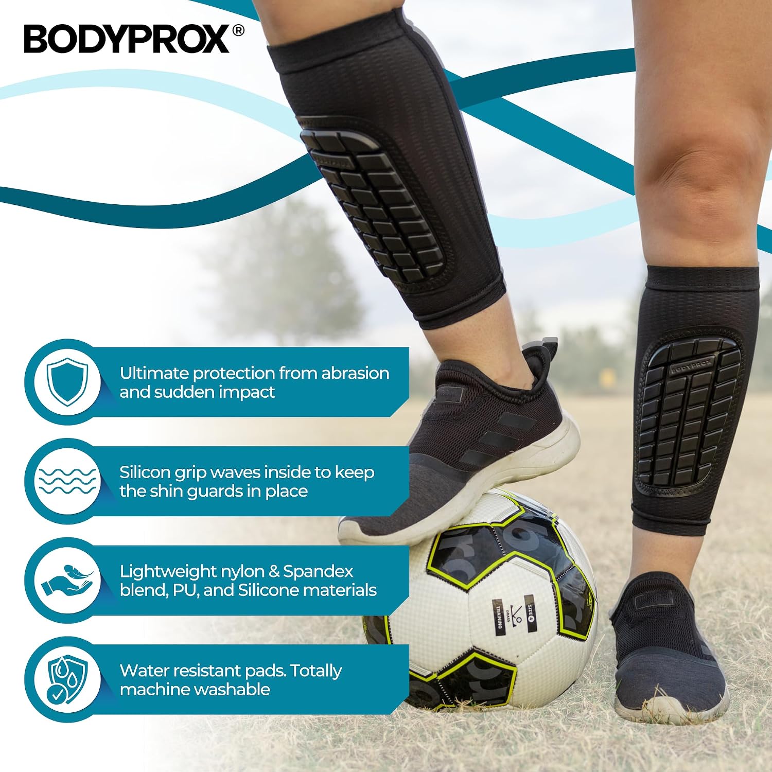 BODYPROX Soccer Shin Guards Sleeves for Men, Women and Youth - Image 6