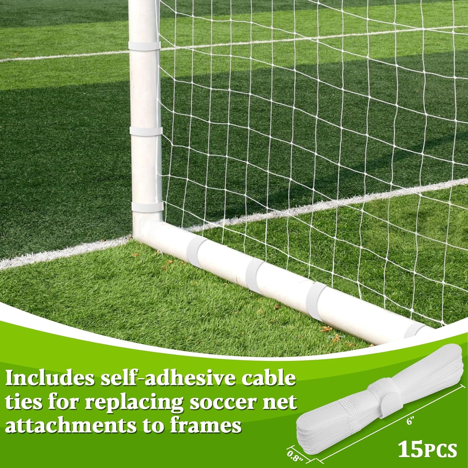 RAINFLOW Soccer Goal Net Replacement - 12x6 Ft Football Net for Youth Adult | Kids Football Training Sports ,Economy Replacement Soccer Nets for Backyards, Schools, Beaches (Include 15 Adhesive Straps) - Image 5