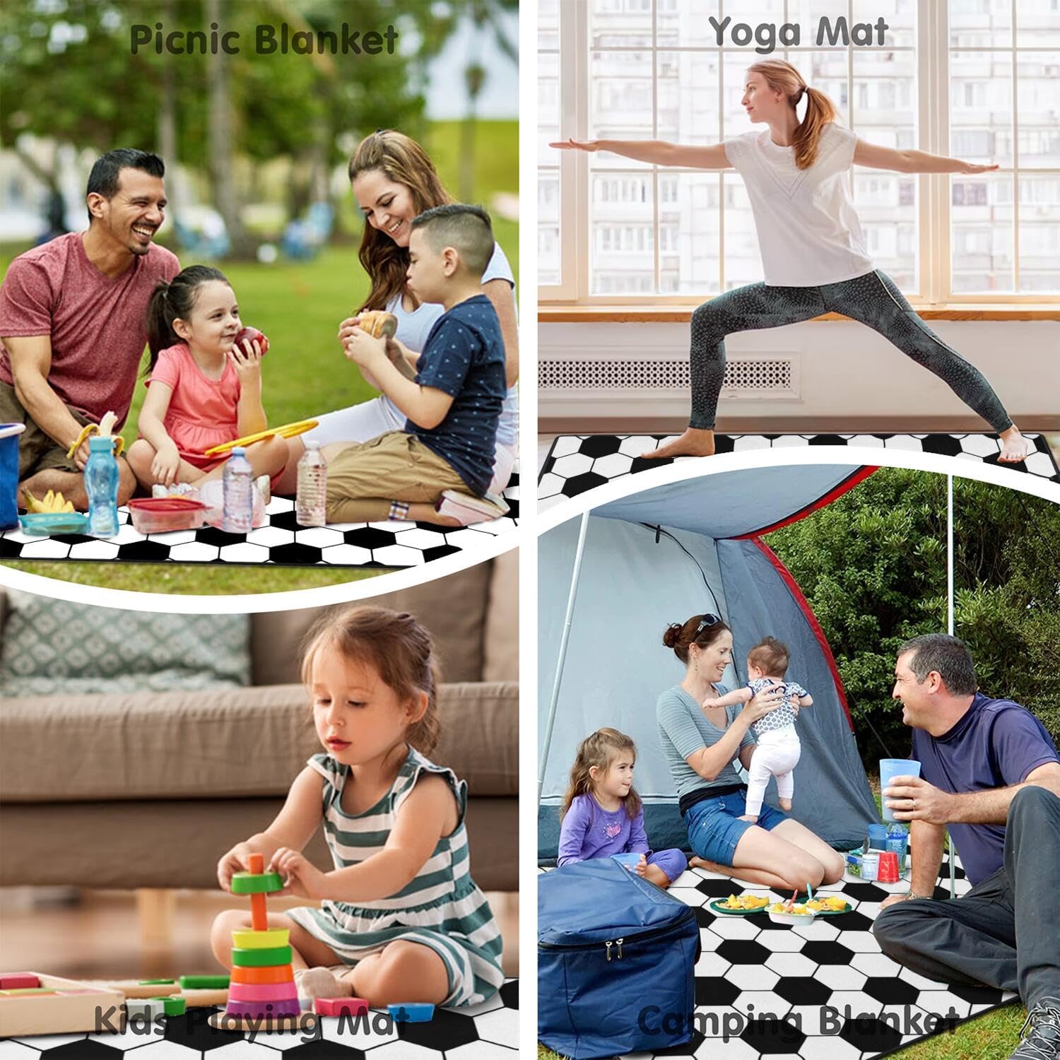 Soccer Blankets Waterproof Foldable,60''x80'' Portable Dual Layers Outdoor Travel Camping Backpacking Hiking Beach Blanket Mat for Grass Padded Lawn Park Beach,Soccer Picnic Accessories - Image 6