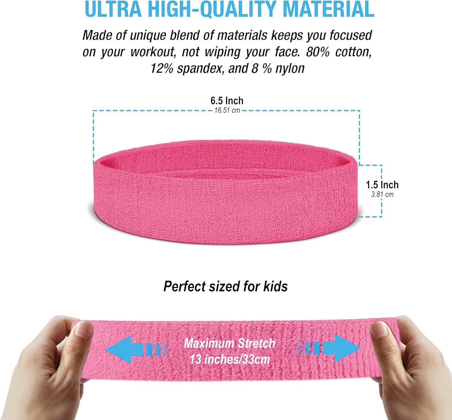 Suddora Kids Sweatbands, Headbands & Wristbands for Toddlers, Non-Slip and Lightweight Fabric Bands for Youth Basketball, Soccer, and Tennis, Moisture-Wicking Bands for Cosplay & Costumes - Image 3