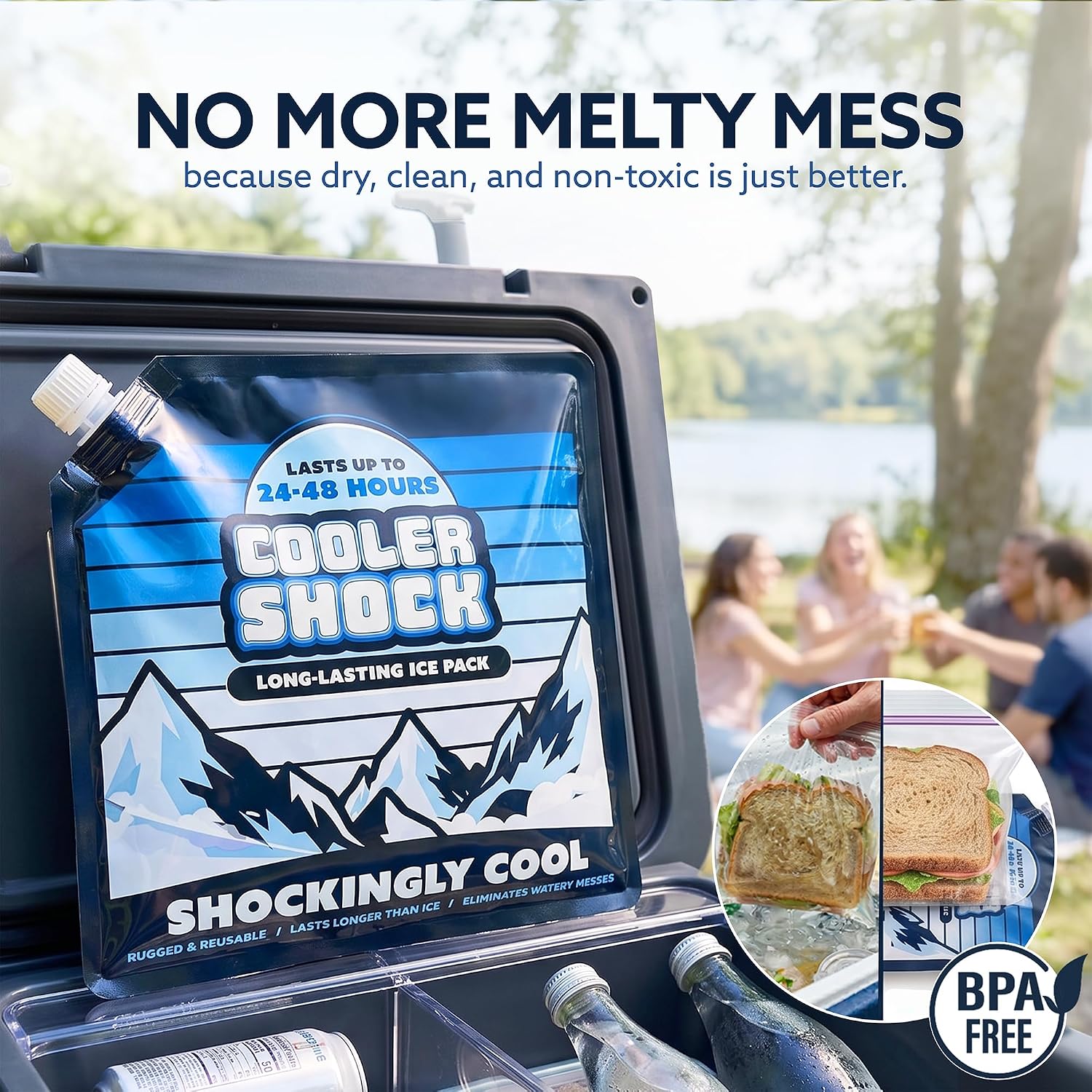 Cooler Shock Reusable Ice Packs for Cooler - Long Lasting Cold Freezer Packs for Coolers and Lunch Boxes - Cooler Ice Packs for Camping Gear, Fishing, Road Trips, Beach Must Haves - Image 4