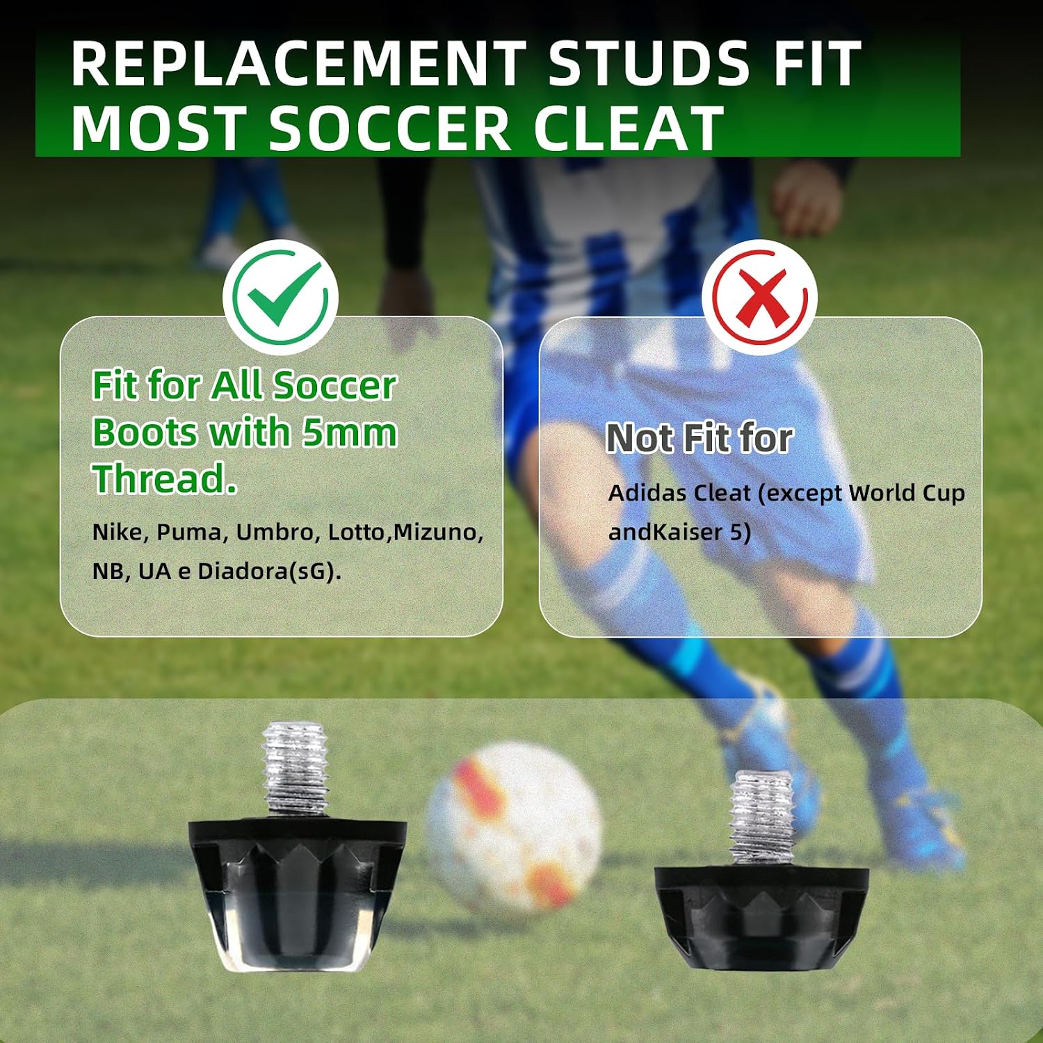 Replacement Soccer Cleats Studs,13PCS TPU Football Cleat Spikes with Wrench,Only Compatible with Nike, Puma, Umbro & More M5 Thread Boots - Image 4