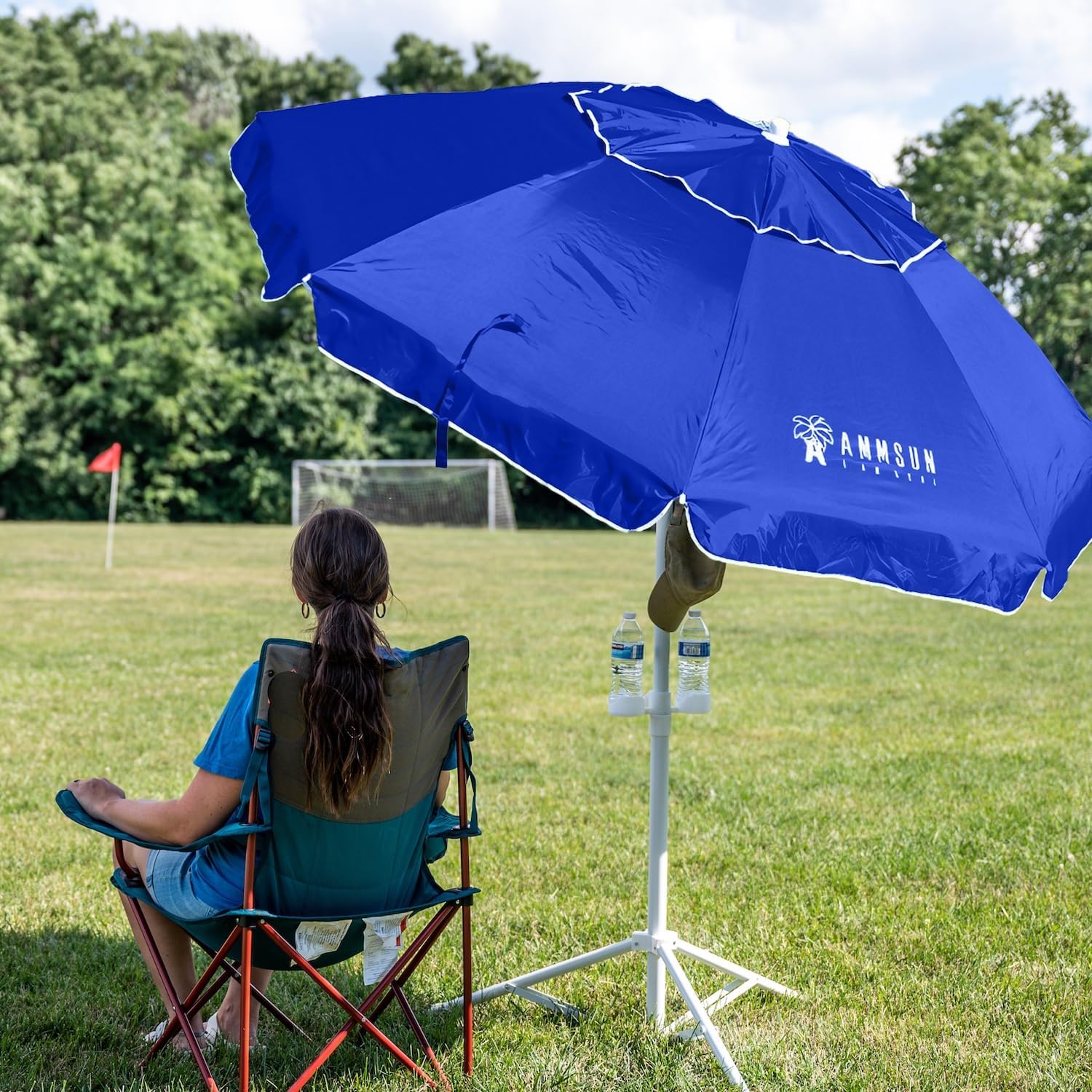 AMMSUN Shade Umbrella, Premium Portable Umbrella with Stand, 6.5ft Lightweight Free Standing Canopy for Sporting Games, Adjustable Instant Sun Protection and Easy to Carry, Blue - Image 4