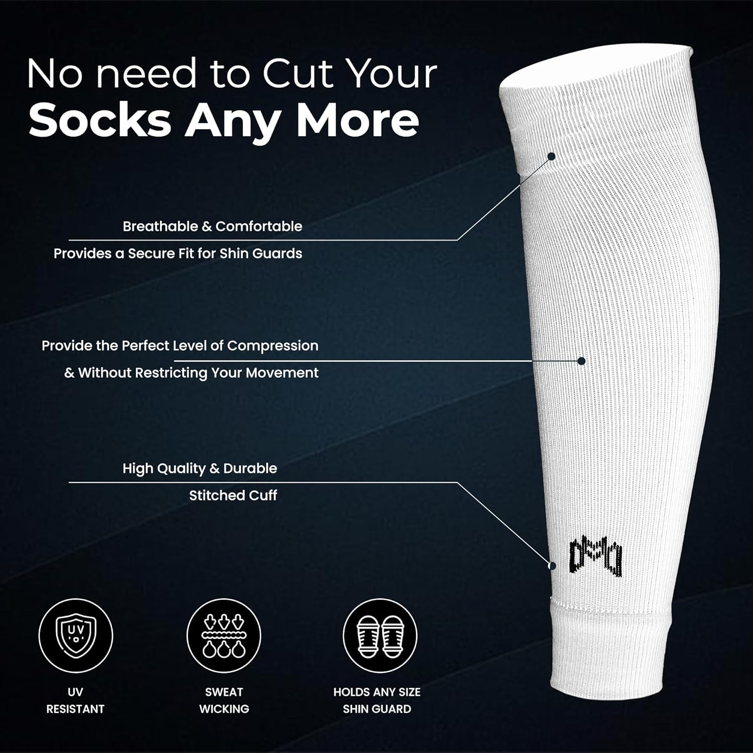 Pre Cut Soccer Sock Sleeves, Companion for Soccer Grip Socks, Securely Holds Shin Guards, Compression Leg Warmer - Image 2