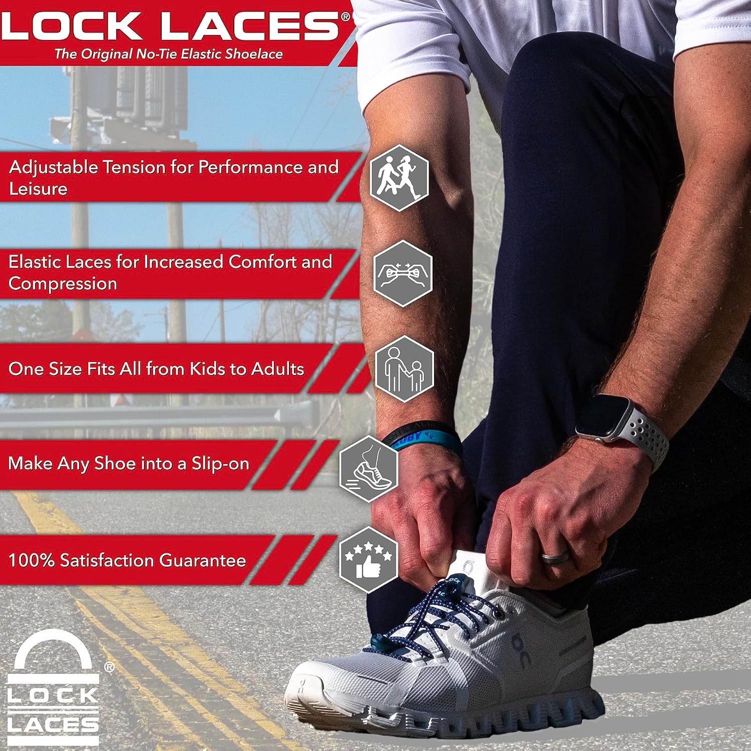 Lock Laces Elastic No Tie Shoelaces for Kids & Adults, One Size Fits All - Image 2