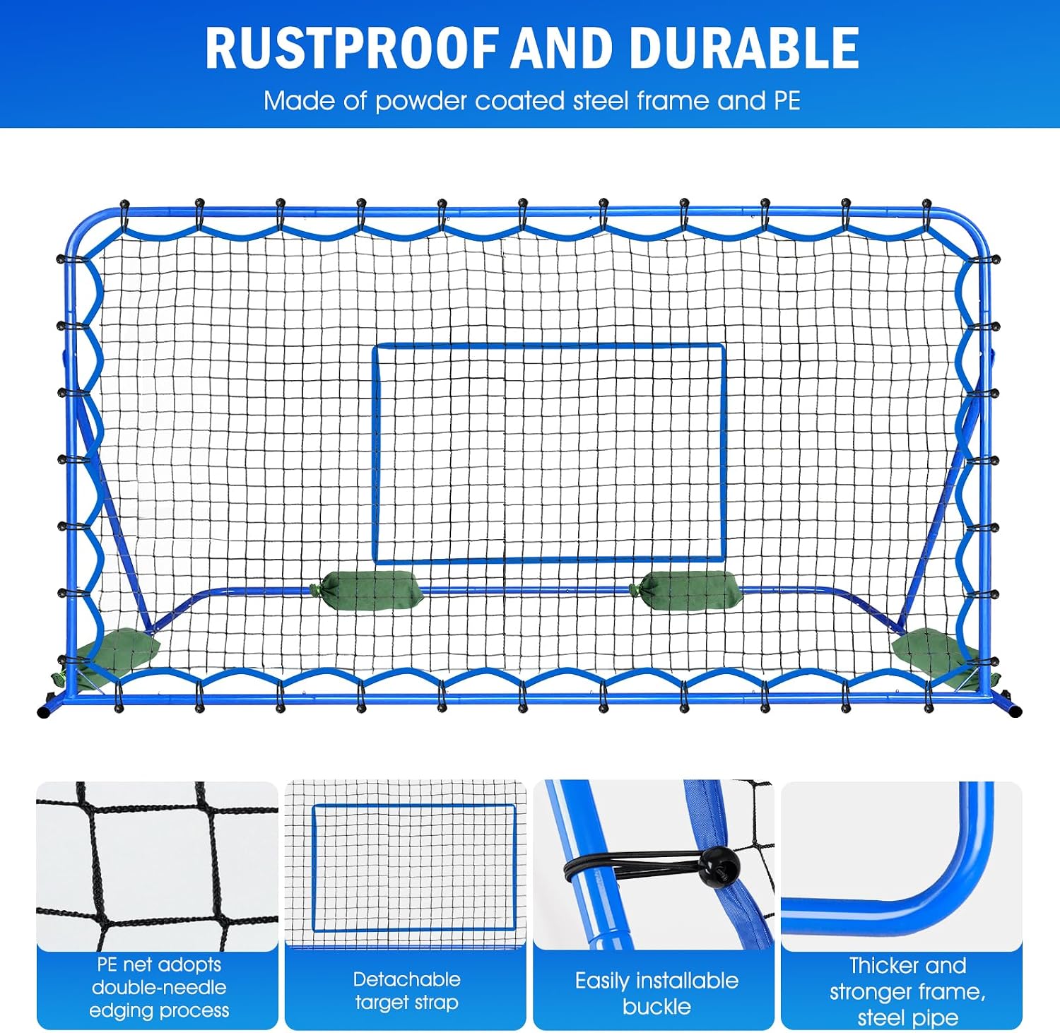 Soccer Baseball Rebounder Soccer Goal Net, Volleyball Rebound Pitchback Net | Quick Switch Angle Soccer Softball Training for Ball Control, Passing, Bounce Back Practice, Easy Setup Lacrosse Soccer Gifts - Image 8