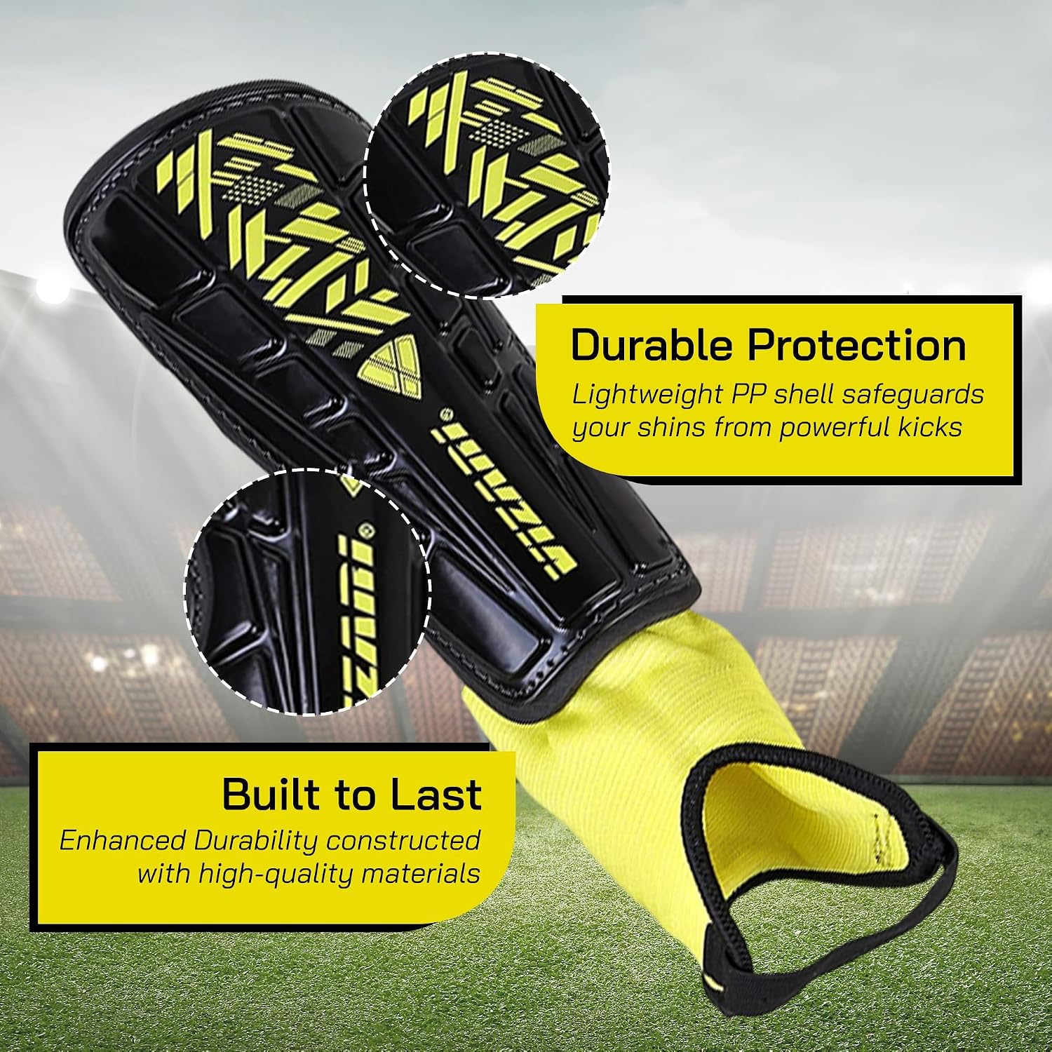 Vizari Malaga Soccer Shin Guards for Kids | Soccer Gear for Boys Girls | Protective Soccer Equipment | Adjustable Straps - Image 2