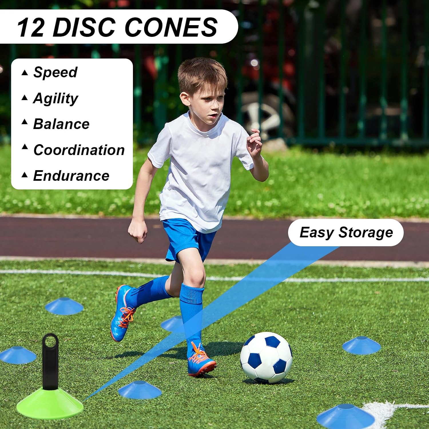 Speed Agility Training Equipment Set, Agility Ladder 20ft, 12 Football Cones, Resistance Parachute/Soccer Kick Trainer, Jump Rope, 5 Resistance Bands, Football Practice Equipment for Kids Adults - Image 4
