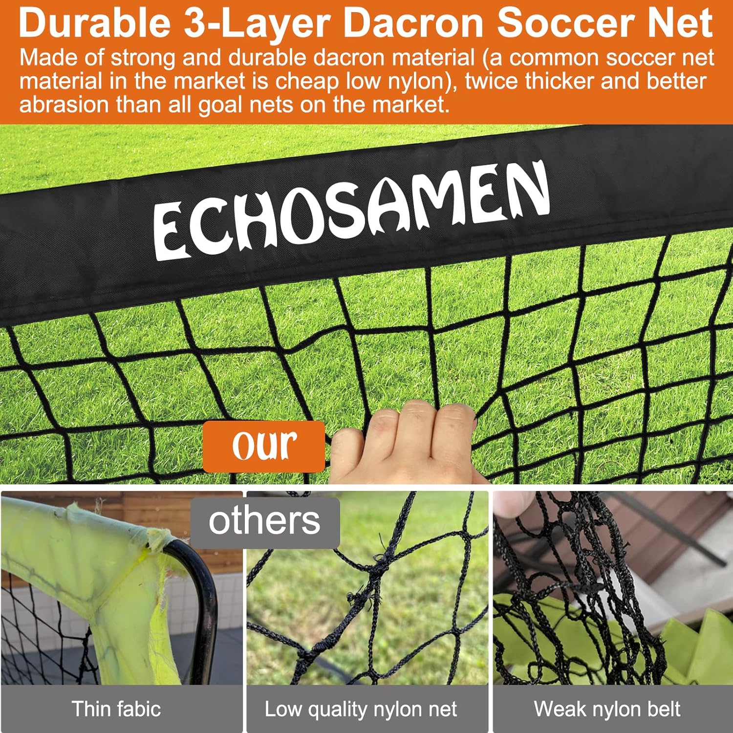 Kids Soccer Goals for Backyard, 2 of 6 x 4 ft Kids Soccer Goal Set Soccer Net with 10 Soccer Cones, Agility Ladder & Carry Bag, Portable Soccer Training Equipment. - Image 7