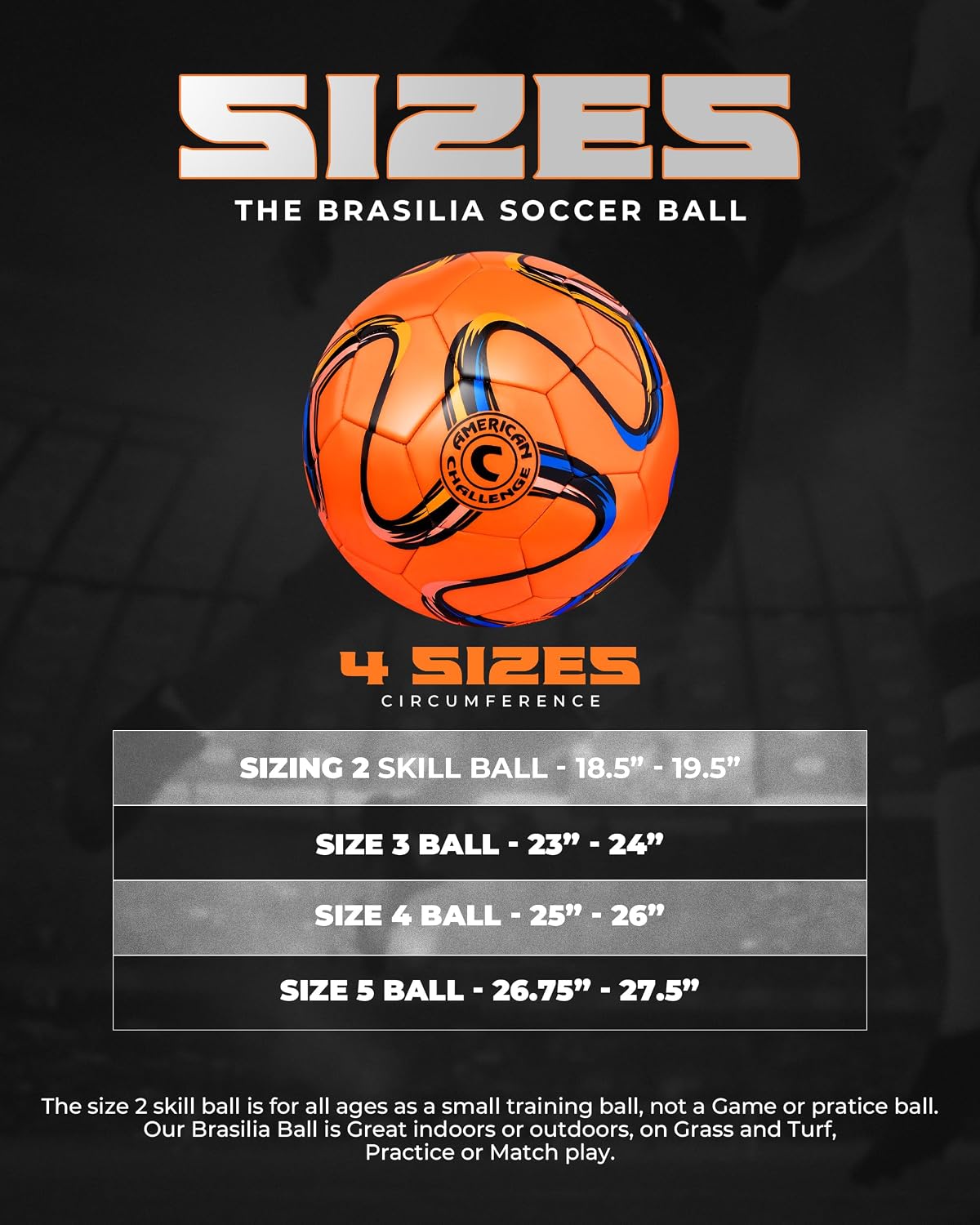 American Challenge Brasilia Soccer Ball Size 5, 4, 3 & 2 | Durable TPU casing with Hybrid SR bladder for reliable bounce, ideal for training and recreational play - Image 6