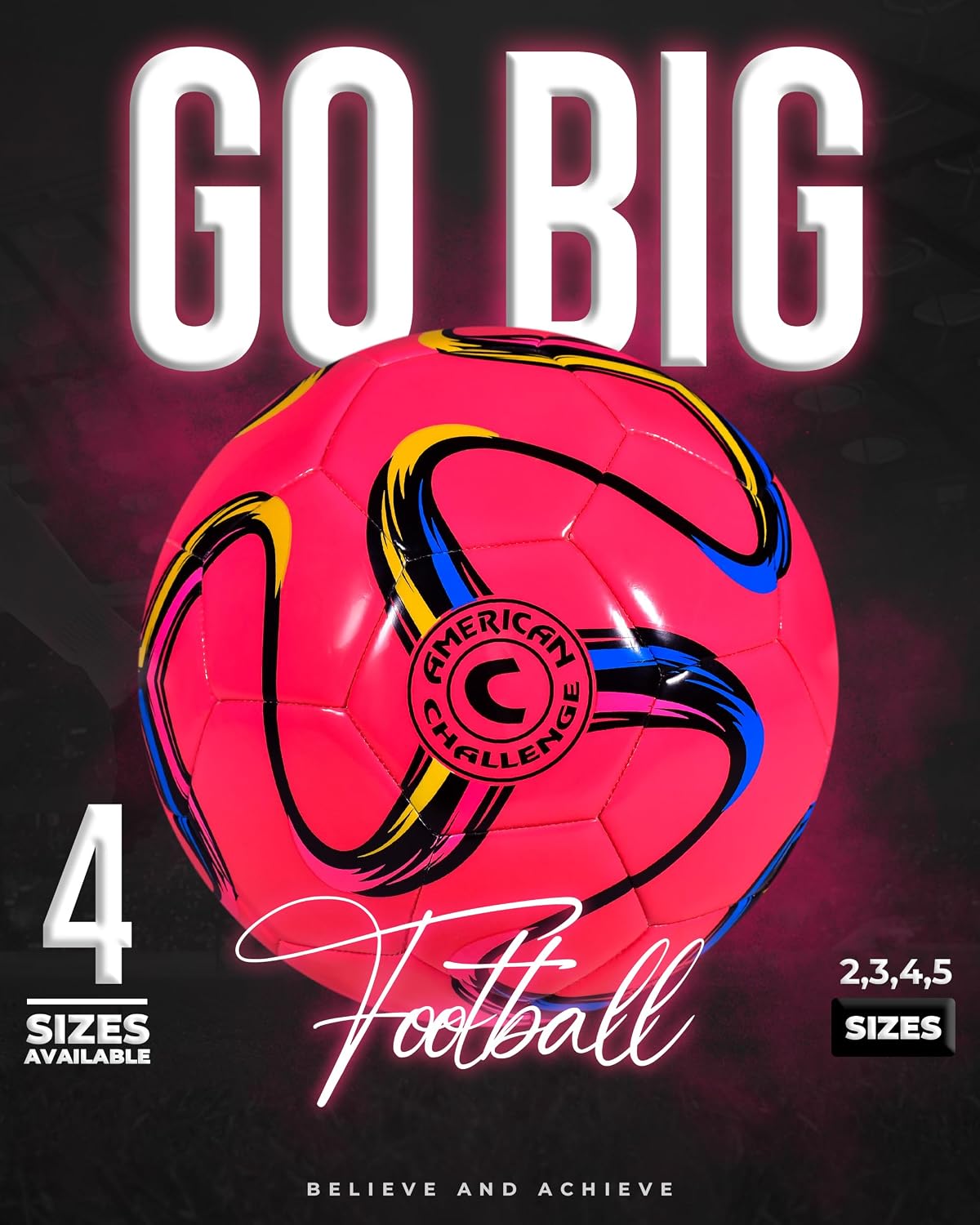 American Challenge Brasilia Soccer Ball Size 5, 4, 3 & 2 | Durable TPU casing with Hybrid SR bladder for reliable bounce, ideal for training and recreational play - Image 3