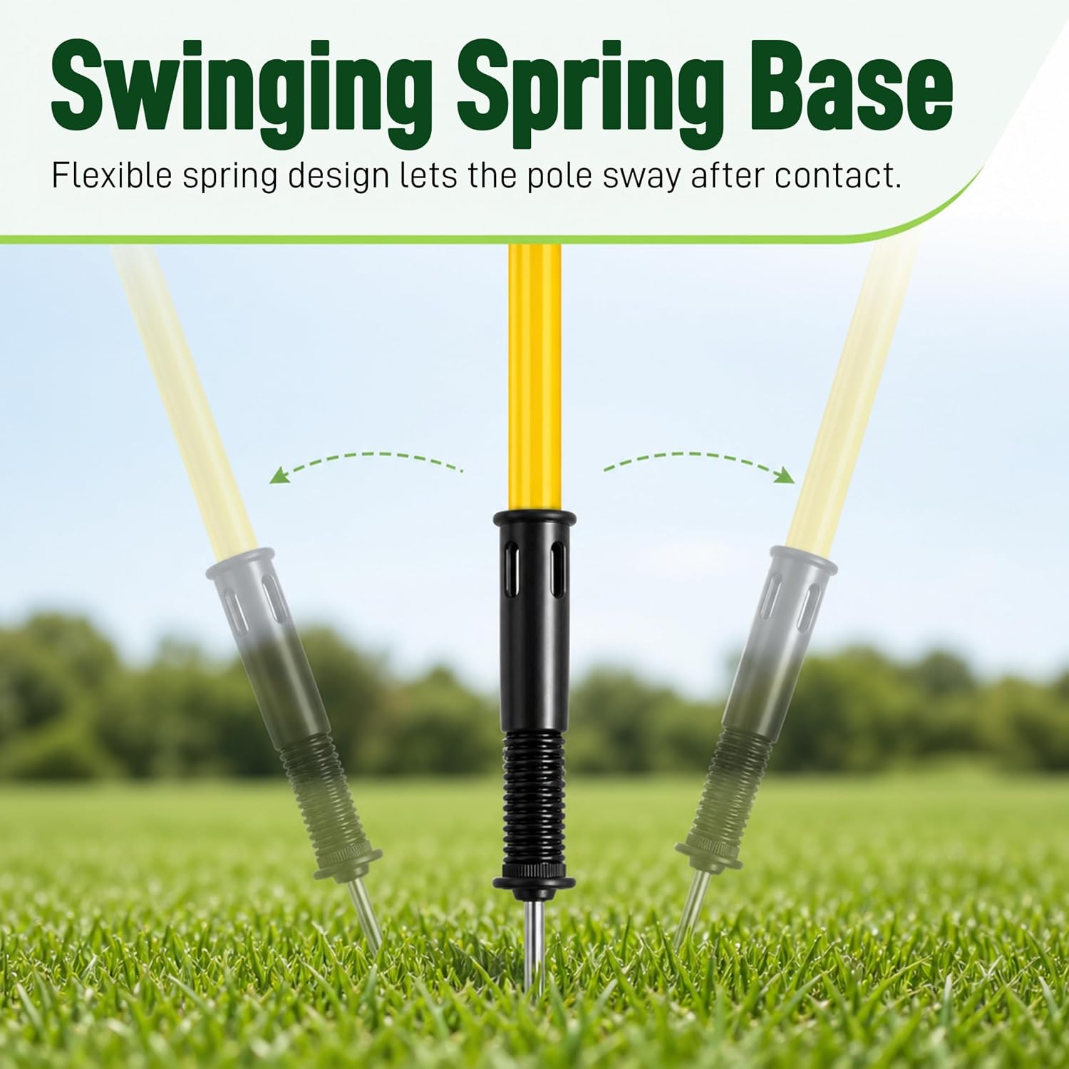 5 FT Adjustable Soccer Agility Poles with Steel Ground Spring Nails | Speed and Agility Training Equipment for Soccer, Football, Basketball, Dog and Horse Drills (6 Pack) (Yellow) - Image 4