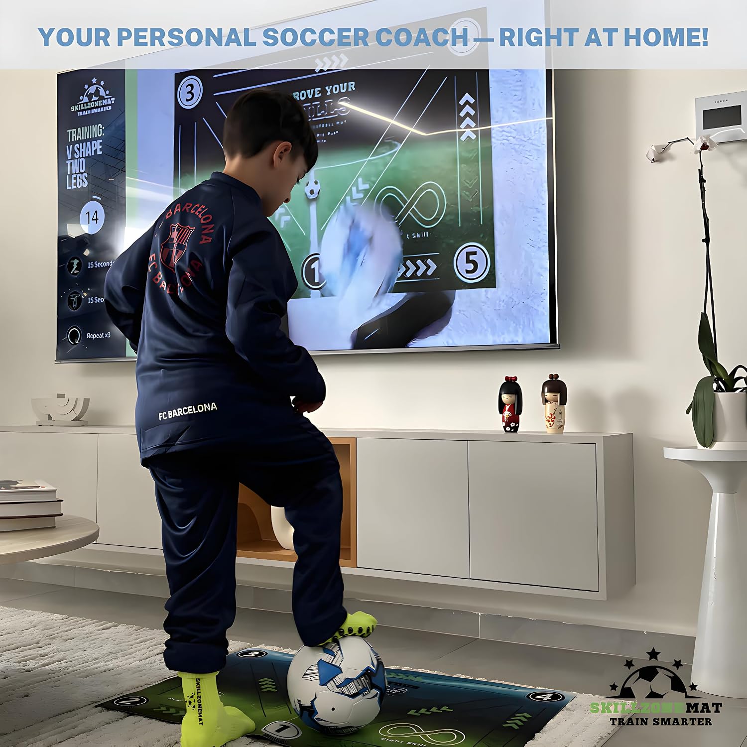 SkillZone Soccer Training Mat with Soccer Ball – Dribbling & Footwork Trainer | Indoor/Outdoor Soccer Training Kit with Interactive Video Hub, Grip Socks & Carry Bag | Control & Agility Practice - Image 7