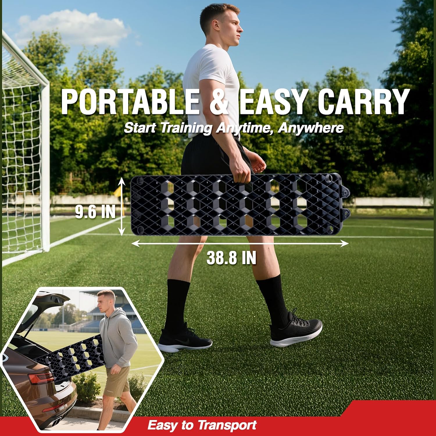 ZEALFEEL Soccer Rebounder Board, 6-in-1 Dual Surface, 3 Adjustable Angles | Portable Kick Back Wall for Passing, Control & Reflex Training, Designed for Solo Practice at Home or Outdoors - Image 5