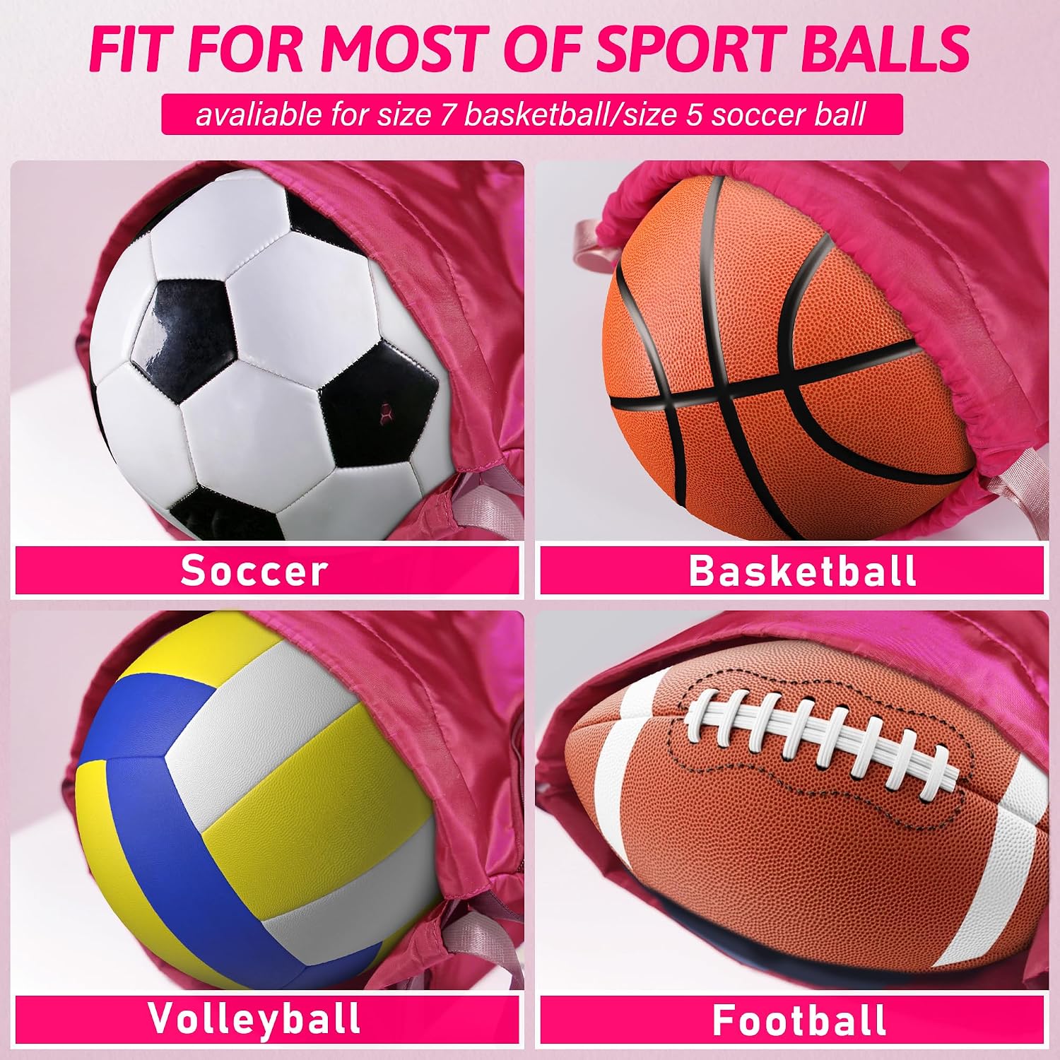Soccer Bag, Youth Soccer Basketball Bag for Girls Boys with Compartments Drawstring Bag Backpack for Football Volleyball Gym Training - Image 2
