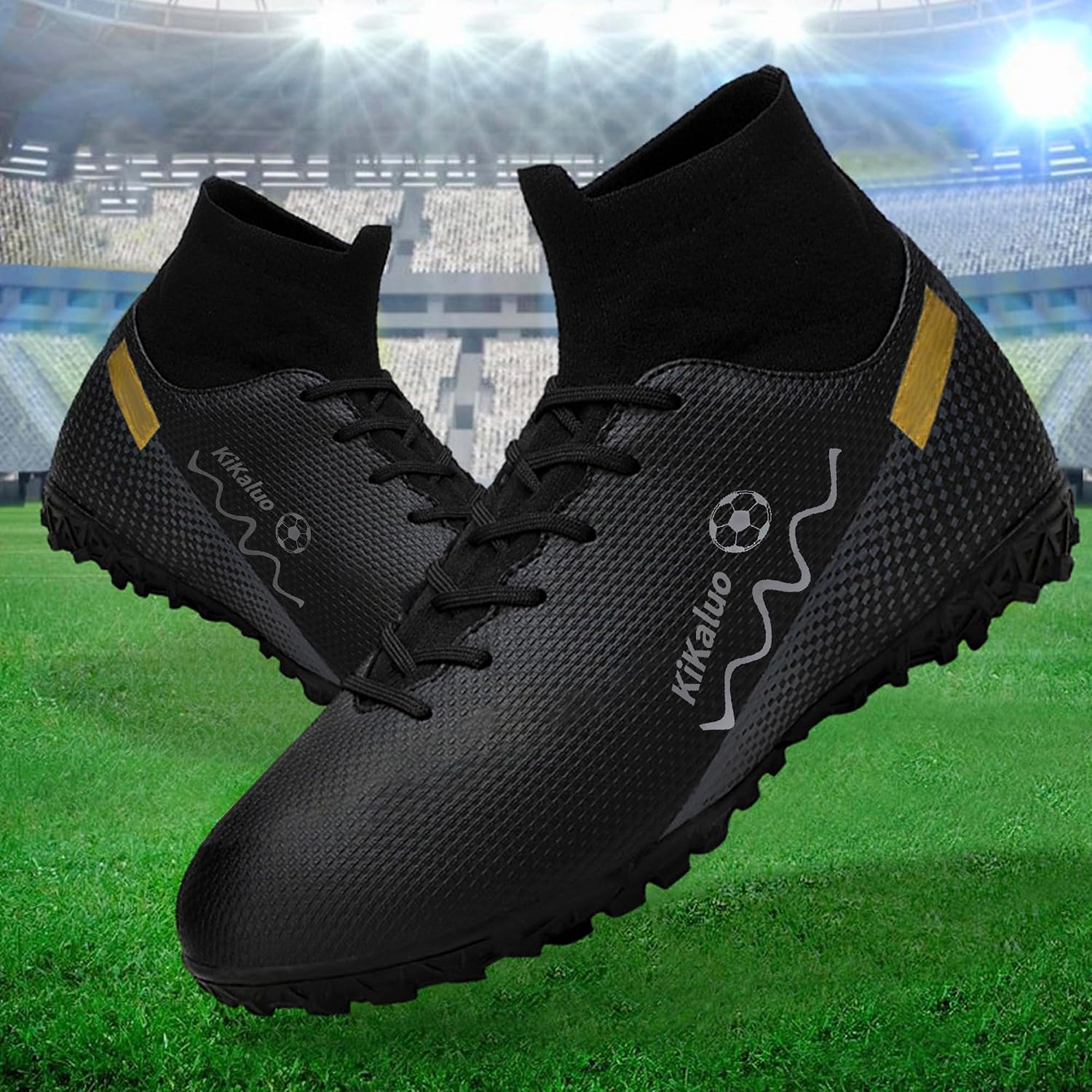 Men's Soccer Shoes Football Cleats High-Tops Lace-Up Non-Slip Spikes Athletic Baseball Sneaker - Image 3