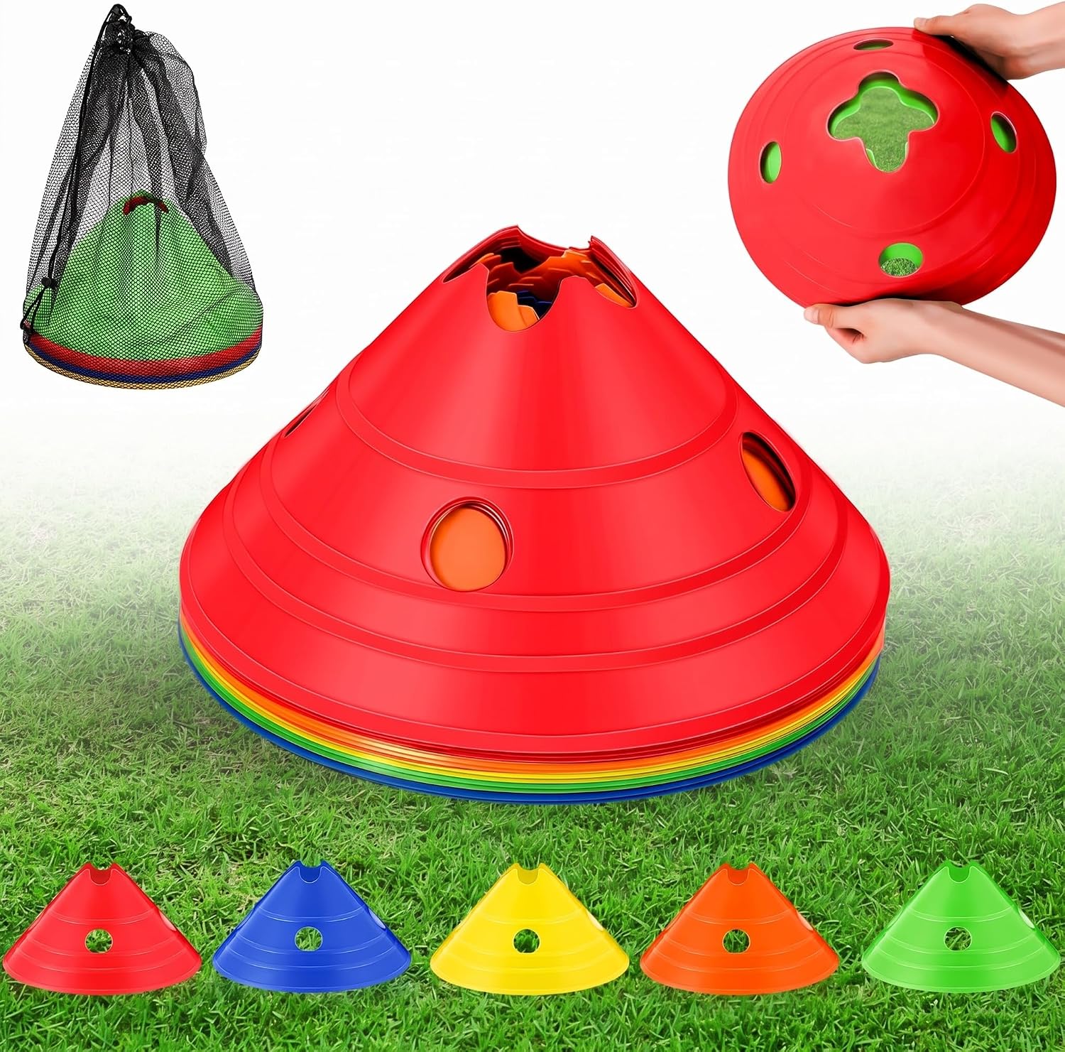 Jumbo Disc Cones Jumbo Soccer Cones with Mesh Bag Giant Large Agility for Soccer Training Adult Sports