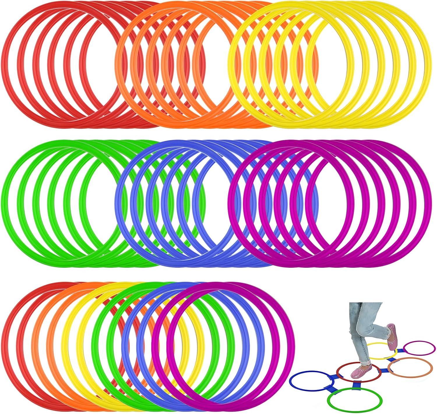 Mototo 24/30/48/96 Pack Agility Rings 15 Inch Speed Training Hopscotch Rings Plastic Circle Jumping Hoops Agility Hurdles for Athlete Exercise Soccer Football Gymnastics Games Practice Footwork