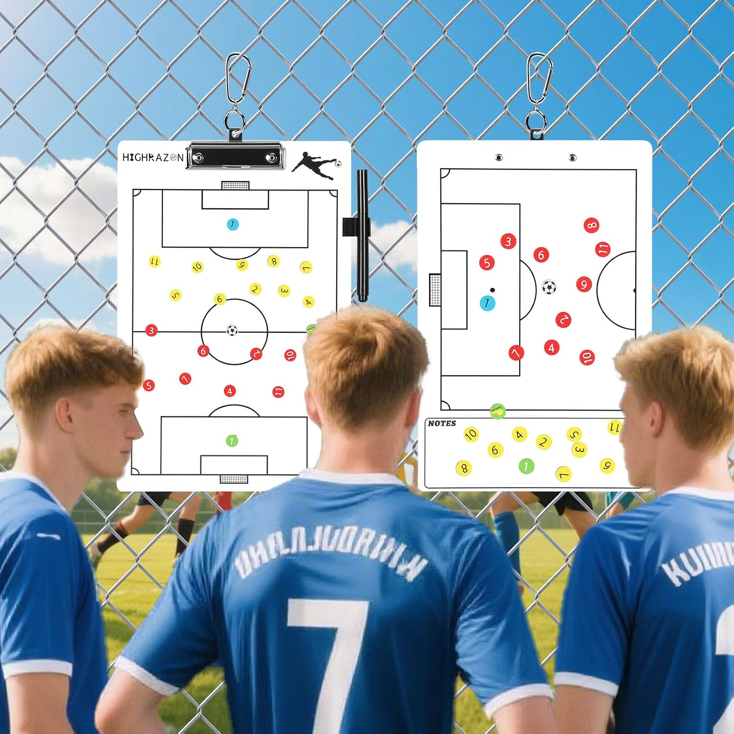Magnetic Soccer Coaches Clipboard, White Double-Sided Dry Erase Coach Board, Tactics Whiteboard with Color Magnetic Sticker and 2 Markers for Coaches Gift - Image 2