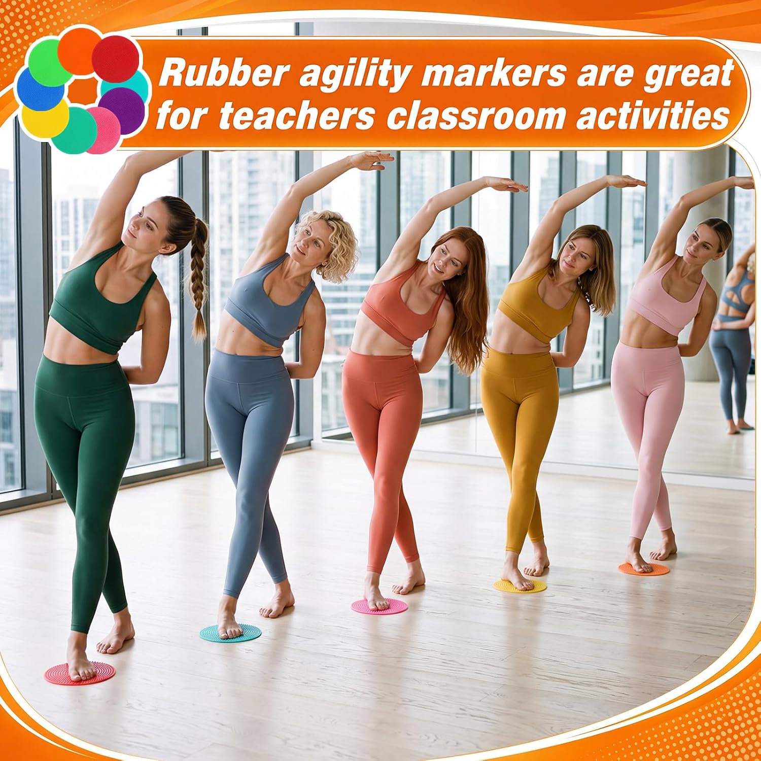 Tinideya Poly Spot Markers 4.7 Inch 9 Color Non Slip Tear-Resistant | 90 Pcs Gym Floor Vinyl Poly Dots Agility Spot Markers for Soccer Basketball Speed Training Field Dance Sports Exercise - Image 3