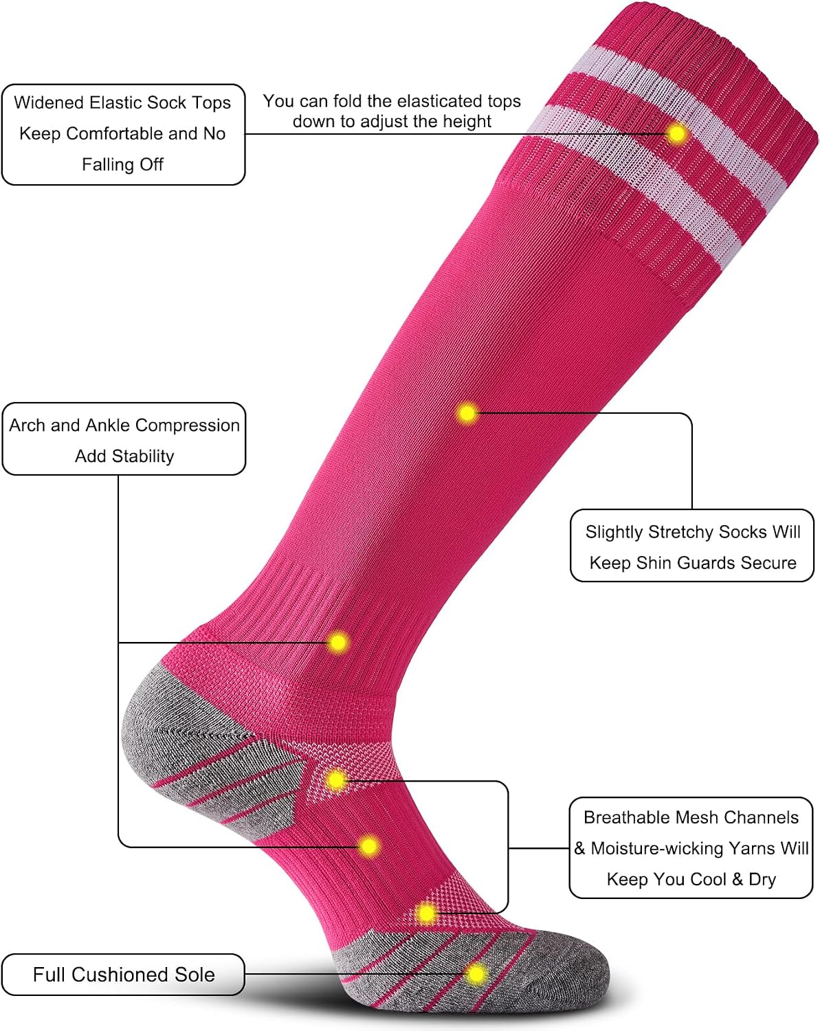 CWVLC Soccer Socks for Kids Youth Adult, Cotton Football Softball Baseball Socks - Image 4