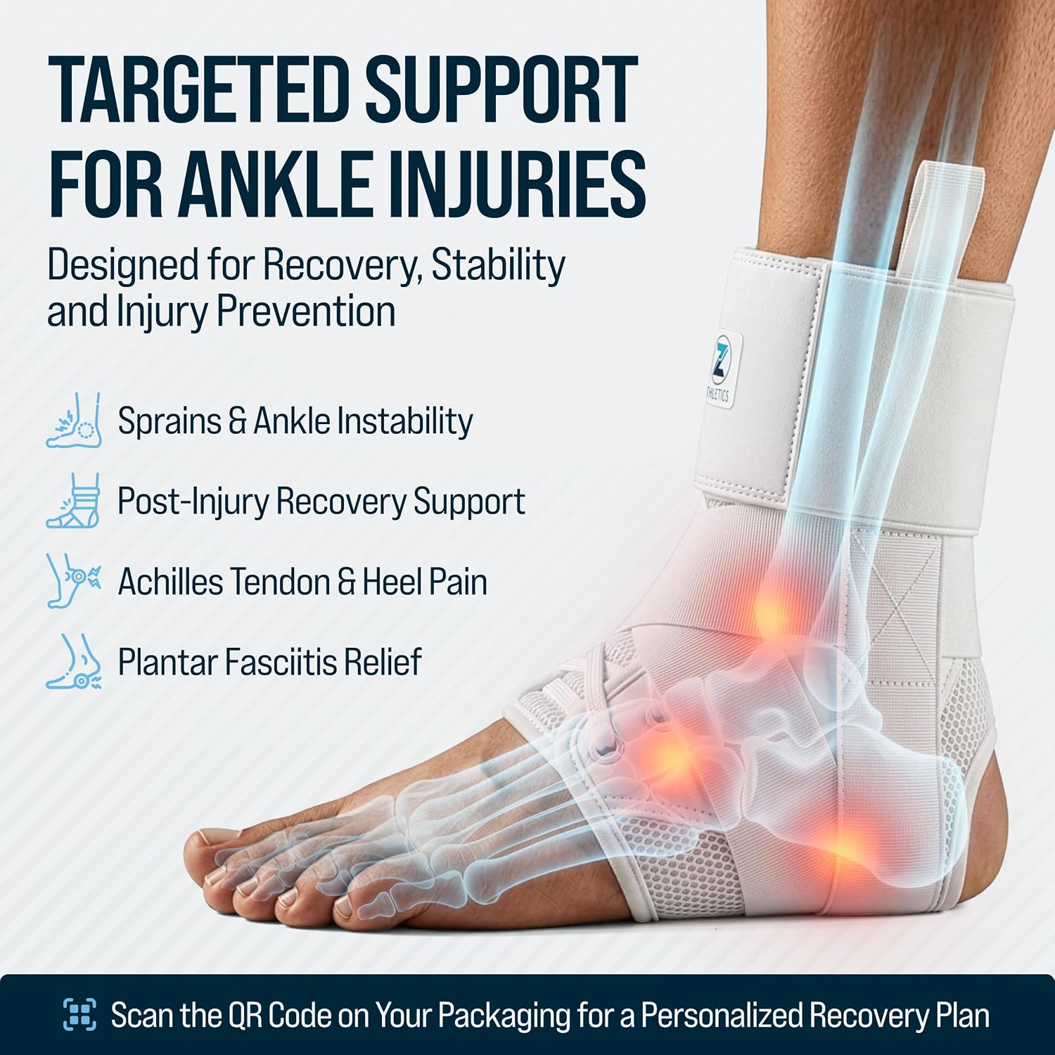 Reinforced Lace Up Ankle Brace for Men & Women, Sprained Ankle Support | Basketball, volleyball, and running, Fits inside shoes, Achilles tendonitis support, Either foot, Hand washable - Image 2
