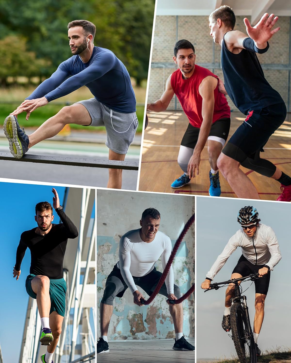Roadbox Mens Compression Shirt, Cool Dry Long Sleeve Workout Shirts, Running Athletic Football Gym Base Layer Tops UPF 50+ - Image 6