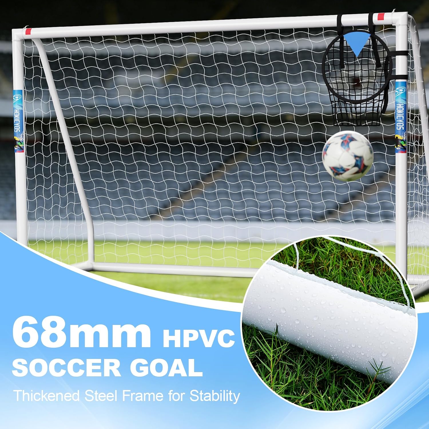 Soccer Goal for Backyard 10×6.5, 8×6 and 6×4 FT Soccer Goals Weatherproof and Portable HPVC Soccer Goal with Soccer Target Net and Carry Bag for Kids and Adults Outdoor's Practice Training - Image 3