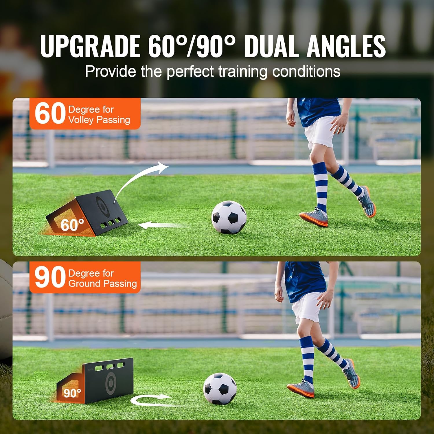VEVOR Soccer Rebounder Board, Portable Soccer Wall with 2 Angles Rebound, Foldable HDPE Kickback Rebound Board, Soccer Training Equipment for Kids and Adults, Passing & Shooting Practice - Image 3
