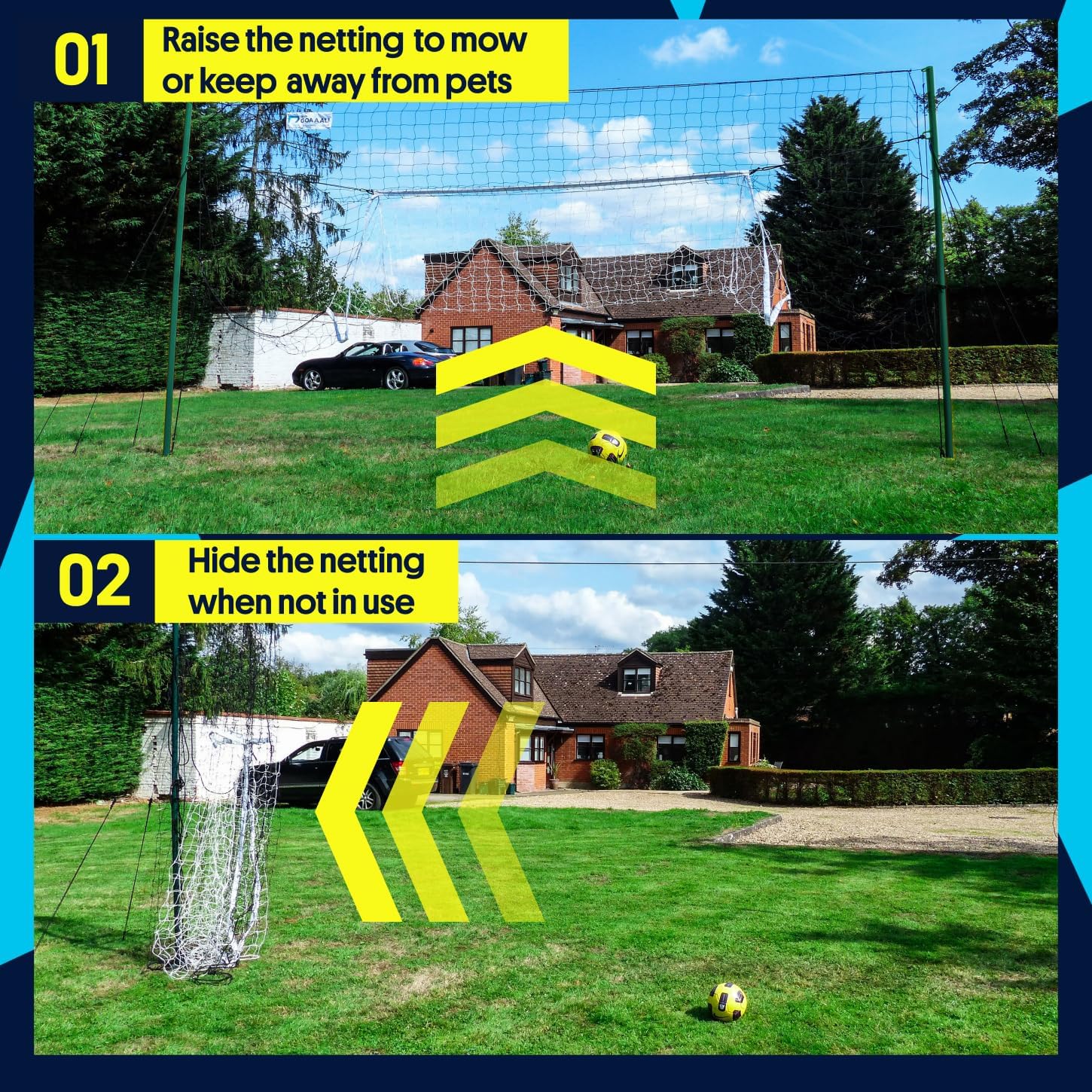 Open Goaaal Soccer Goal, Rebounder and Backstop Net | All-in-one backyard system; continuous shooting practice and missed-shot protection - Image 8