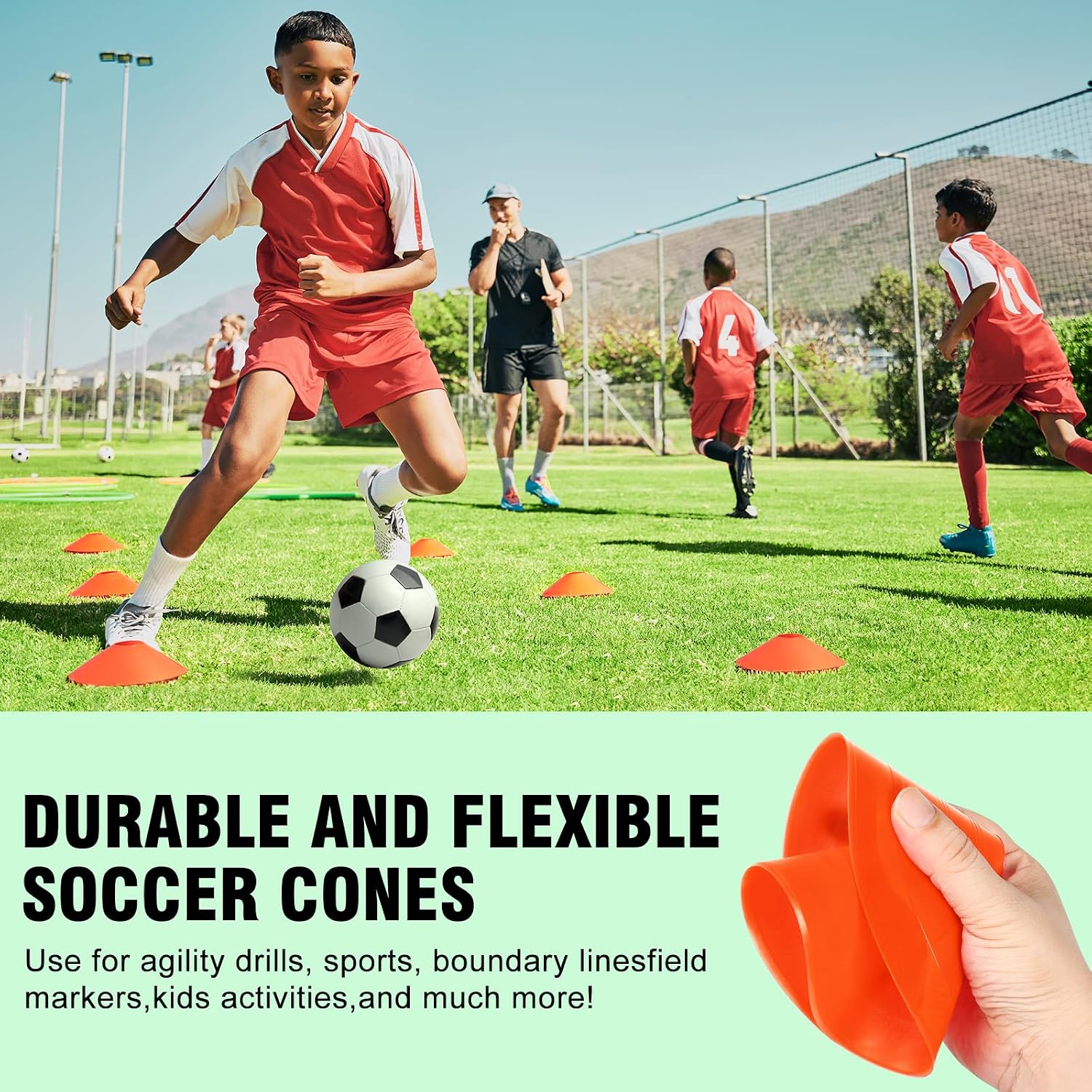 Agility Hurdles Training Equipment - Speed Hurdles and Soccer Cones with Carrying Bag for Soccer, Football, and Track Drills, Ideal for Athletes Speed and Agility Training - Image 5